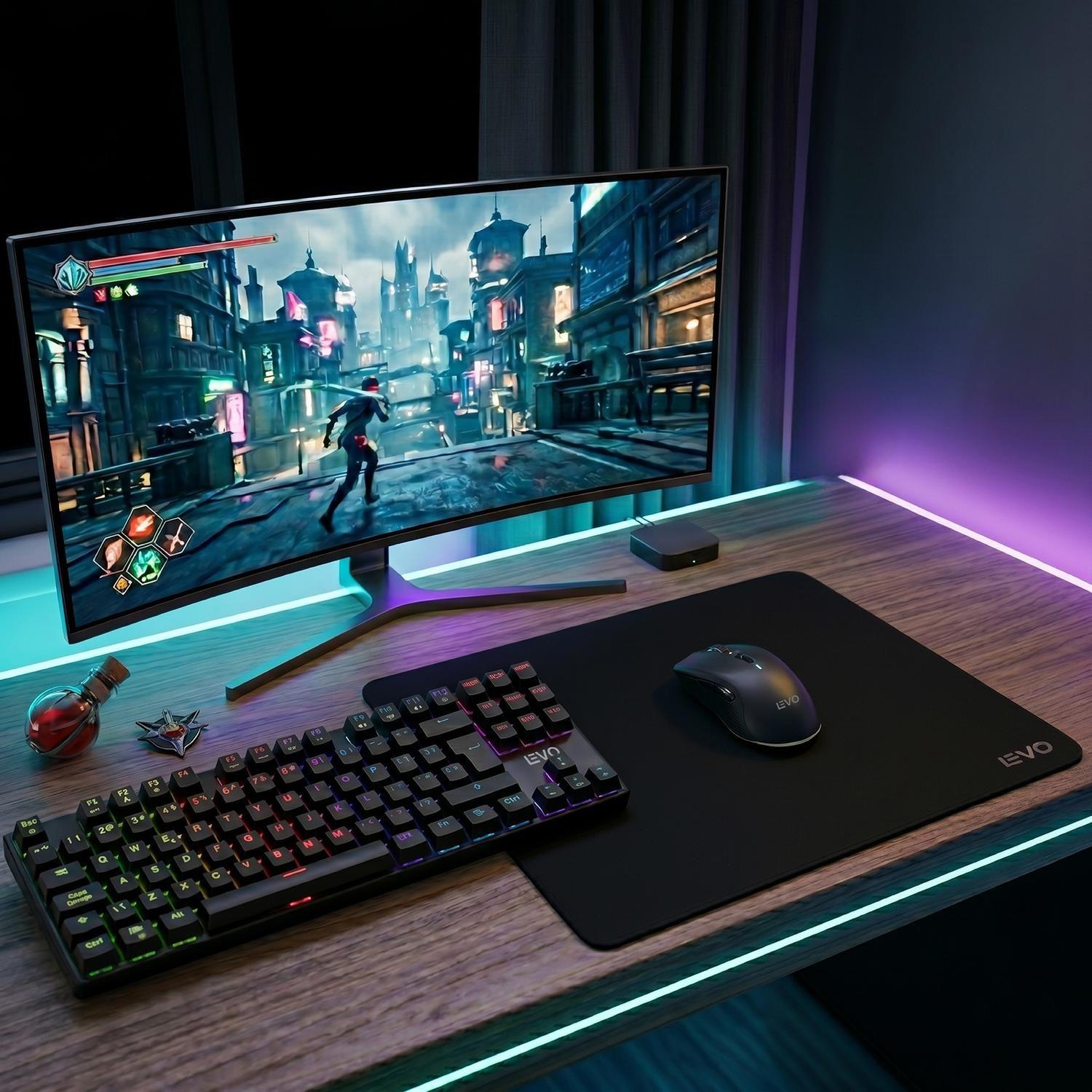 Kit Gamer Teclado + Mouse Nova Series + Mousepad L LEVO-1