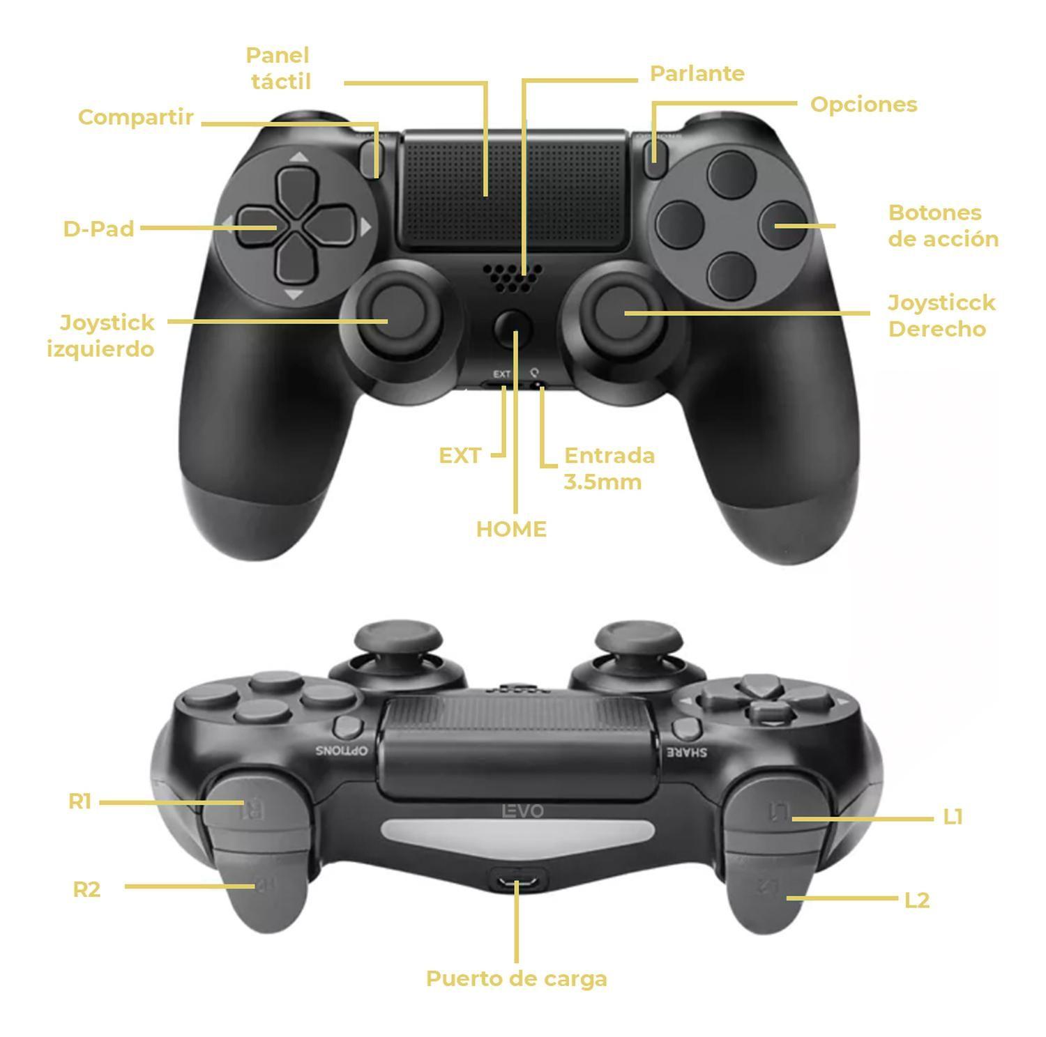 Control Joystick Inalámbrico doble Shock P4 Negro Levo-5