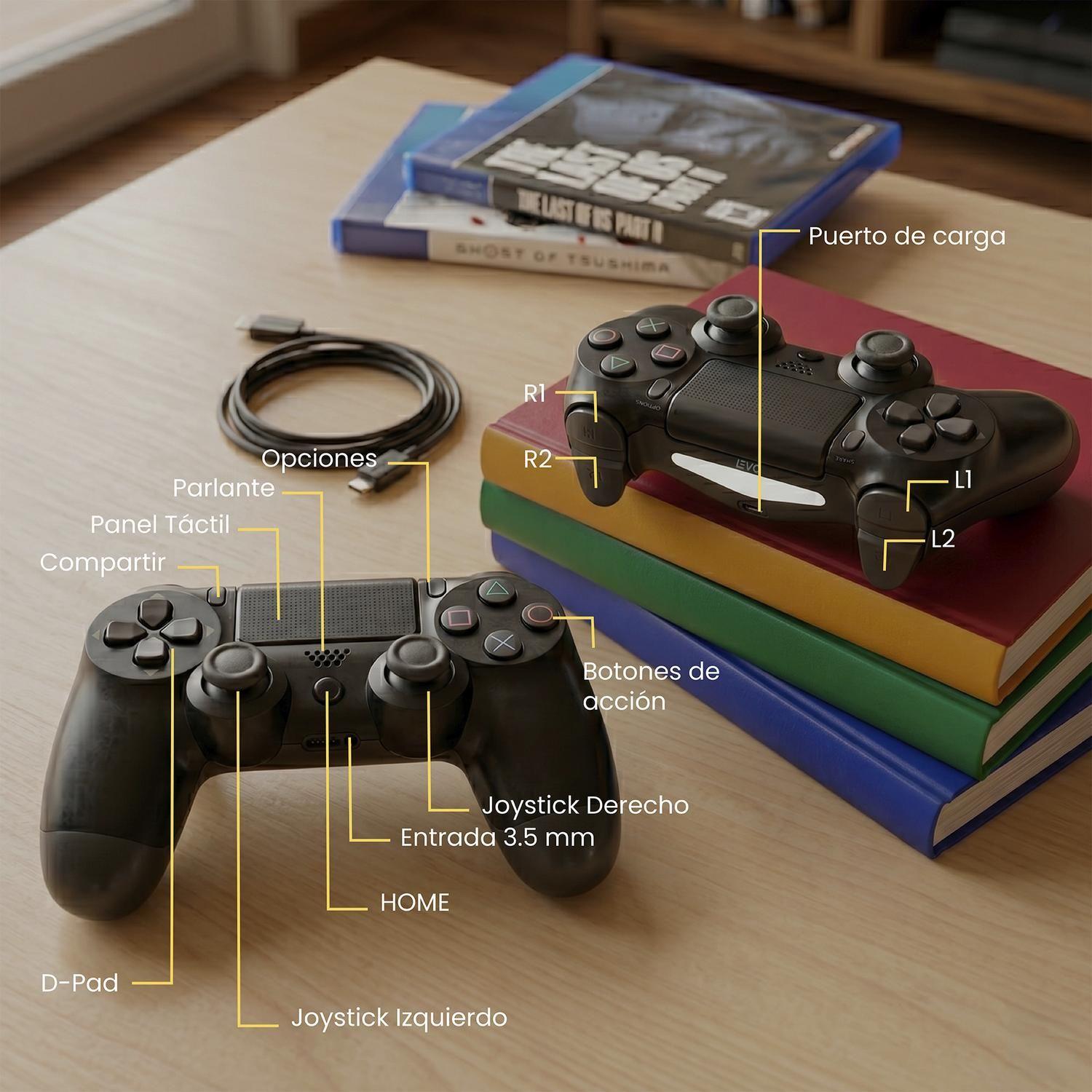 Control Joystick Inalámbrico compatible con PS4 Negro Levo-6