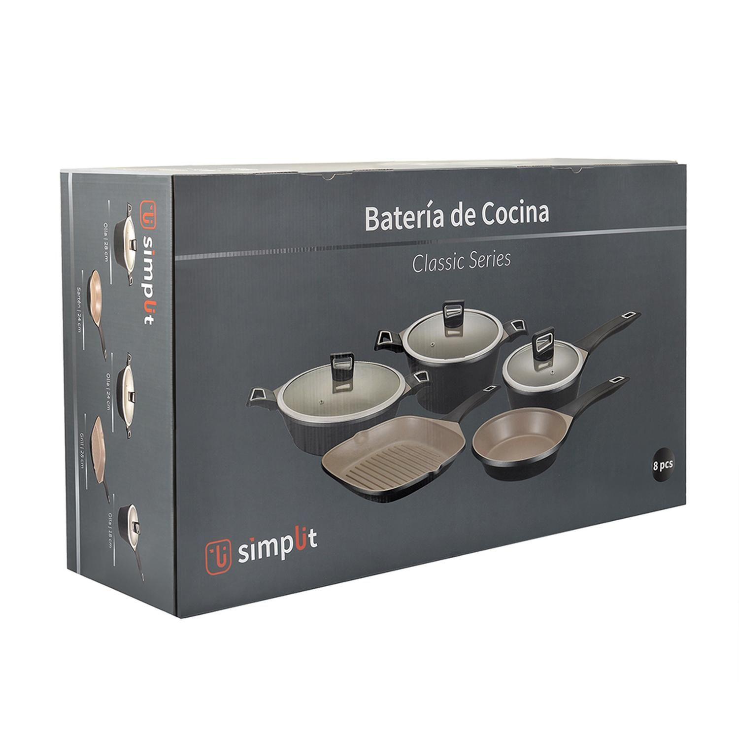 Kit Batería Cocina 8 Pza + Set 12 Utensilios Calipso Simplit-3