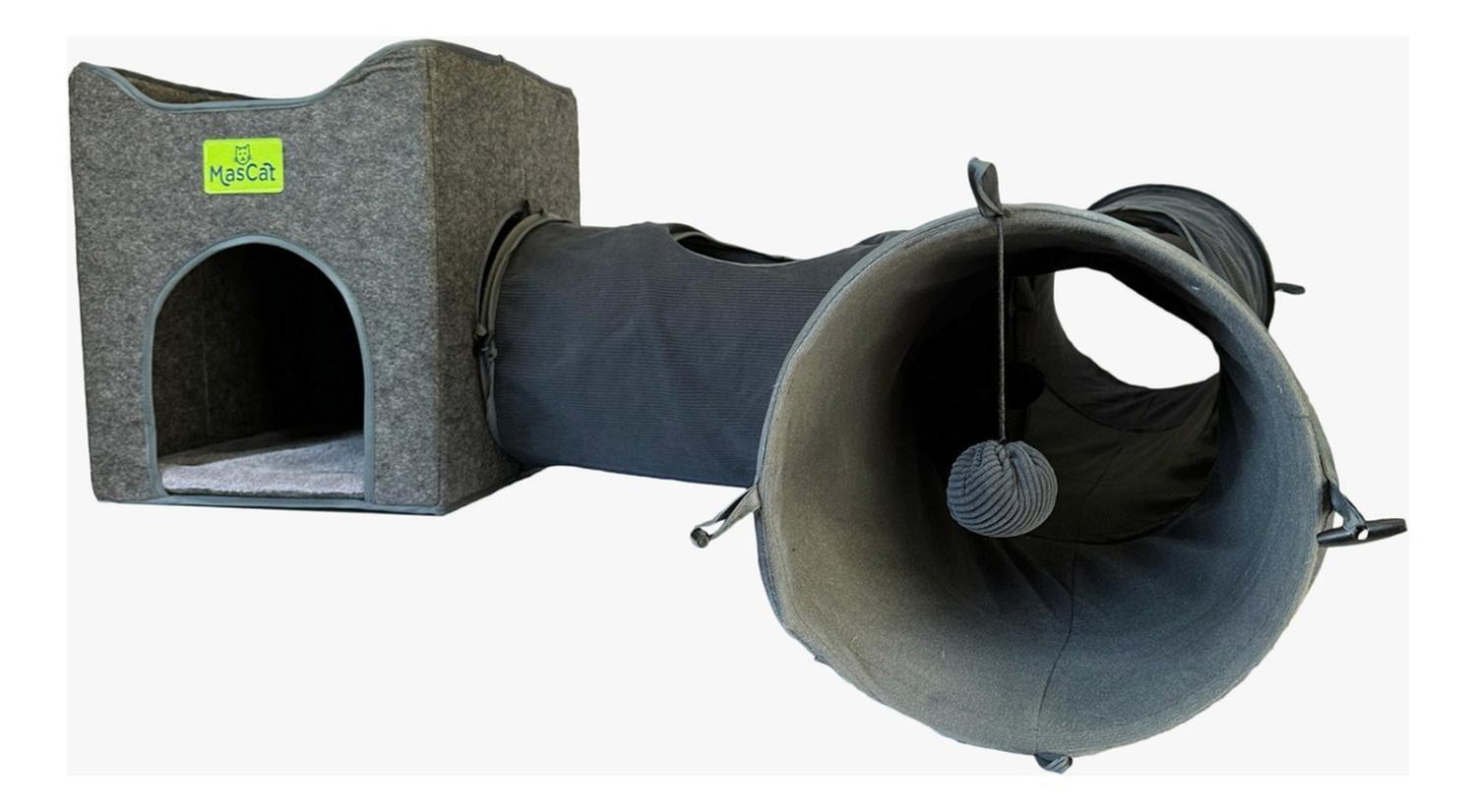 Cubo Tunel Para Gatos Gris Mascan-1