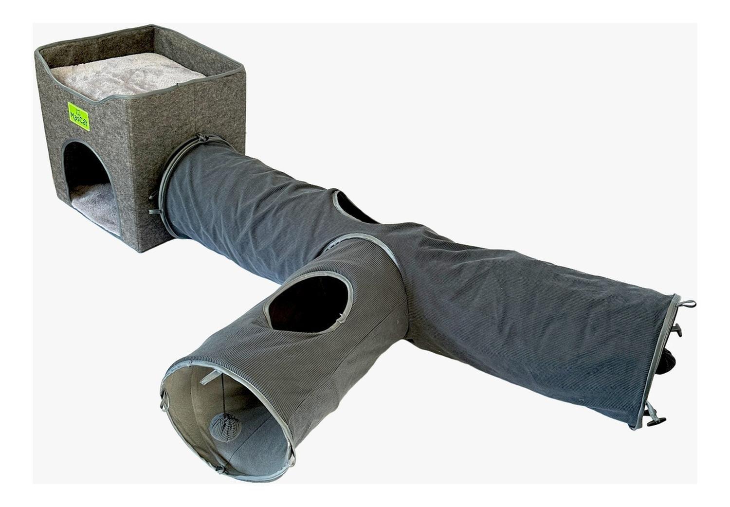 Cubo Tunel Para Gatos Gris Mascan-2