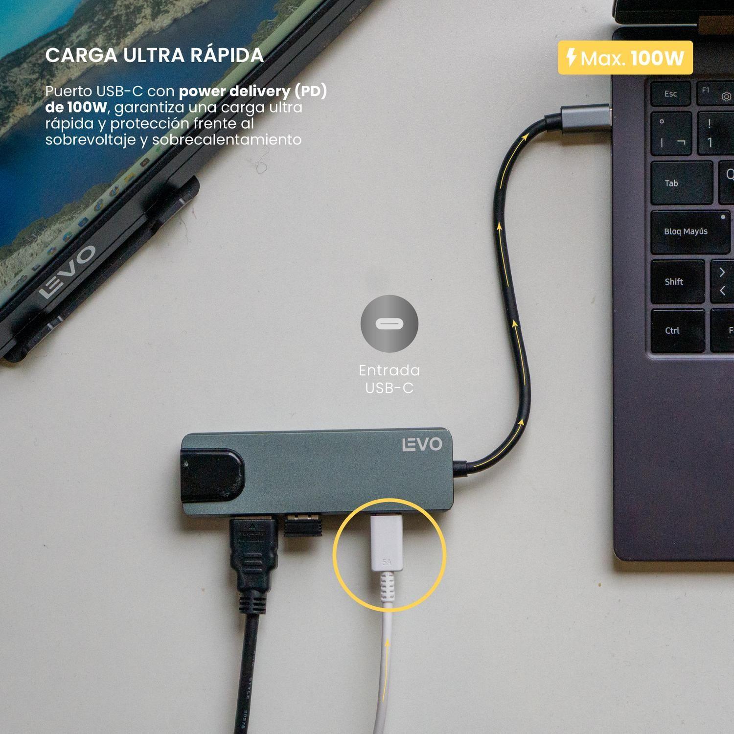 Hub USB-C Adaptador Multipuerto 5 en 1 Macbook Windows LEVO-3