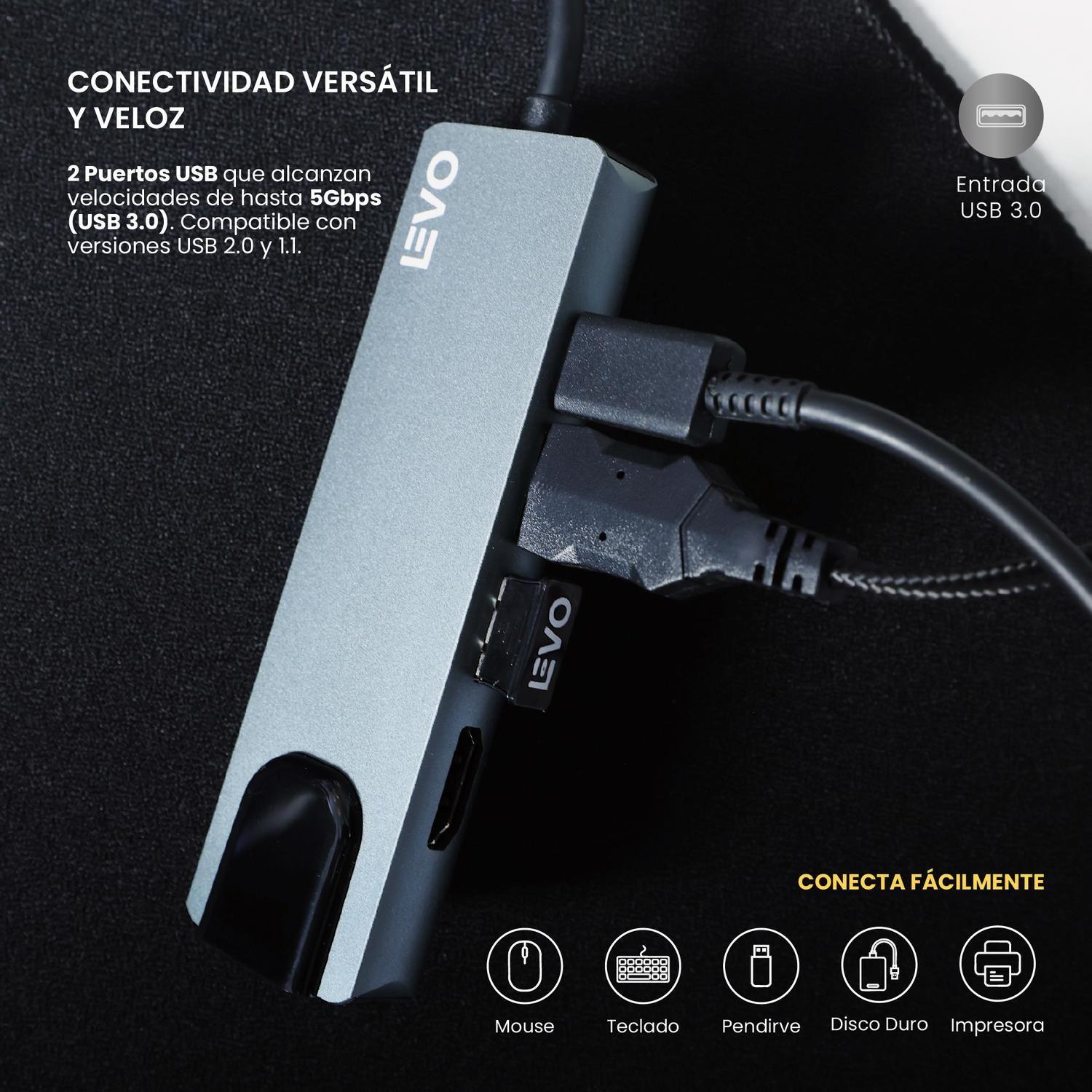Hub USB-C Adaptador Multipuerto 5 en 1 Macbook Windows LEVO-5