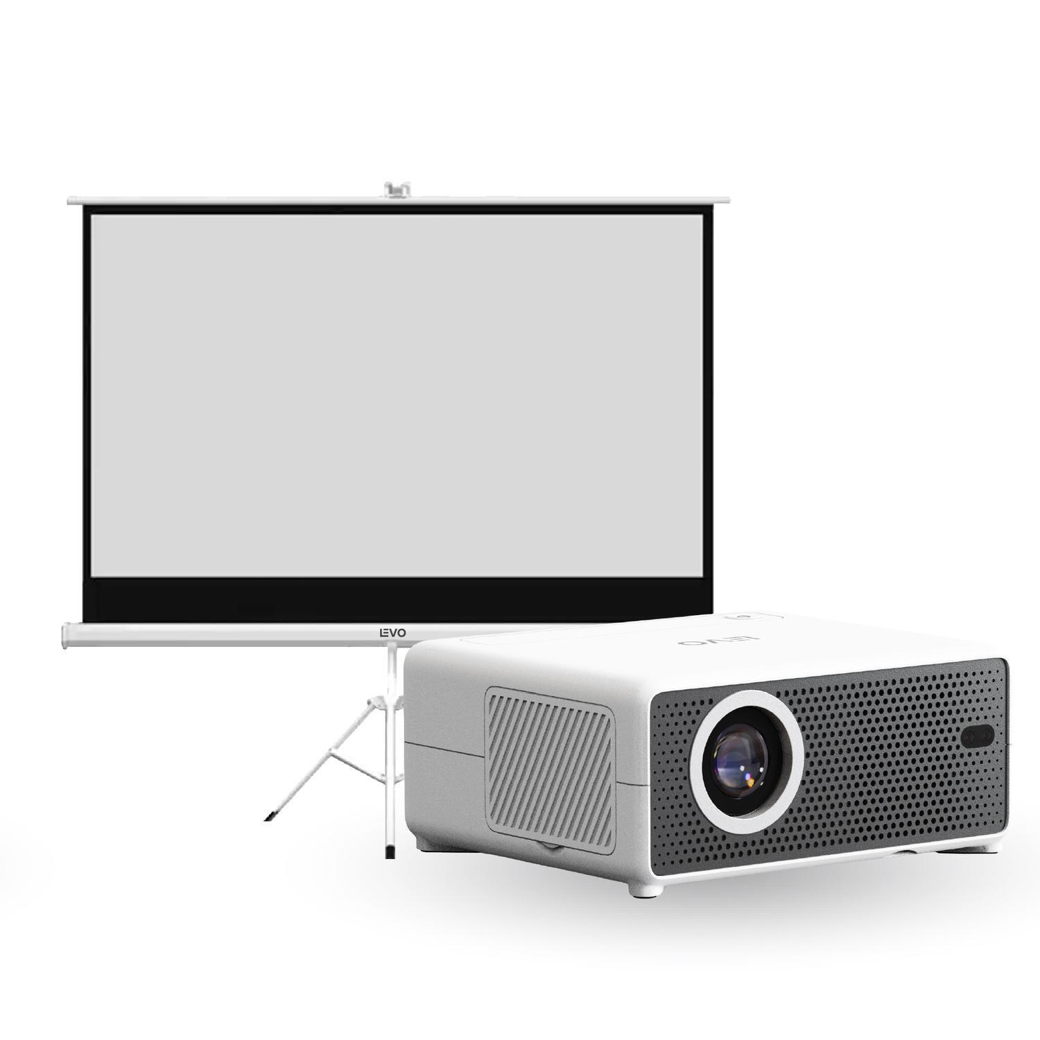Proyector Portátil Hexa 8000lm + Telón 80" LEVO-0