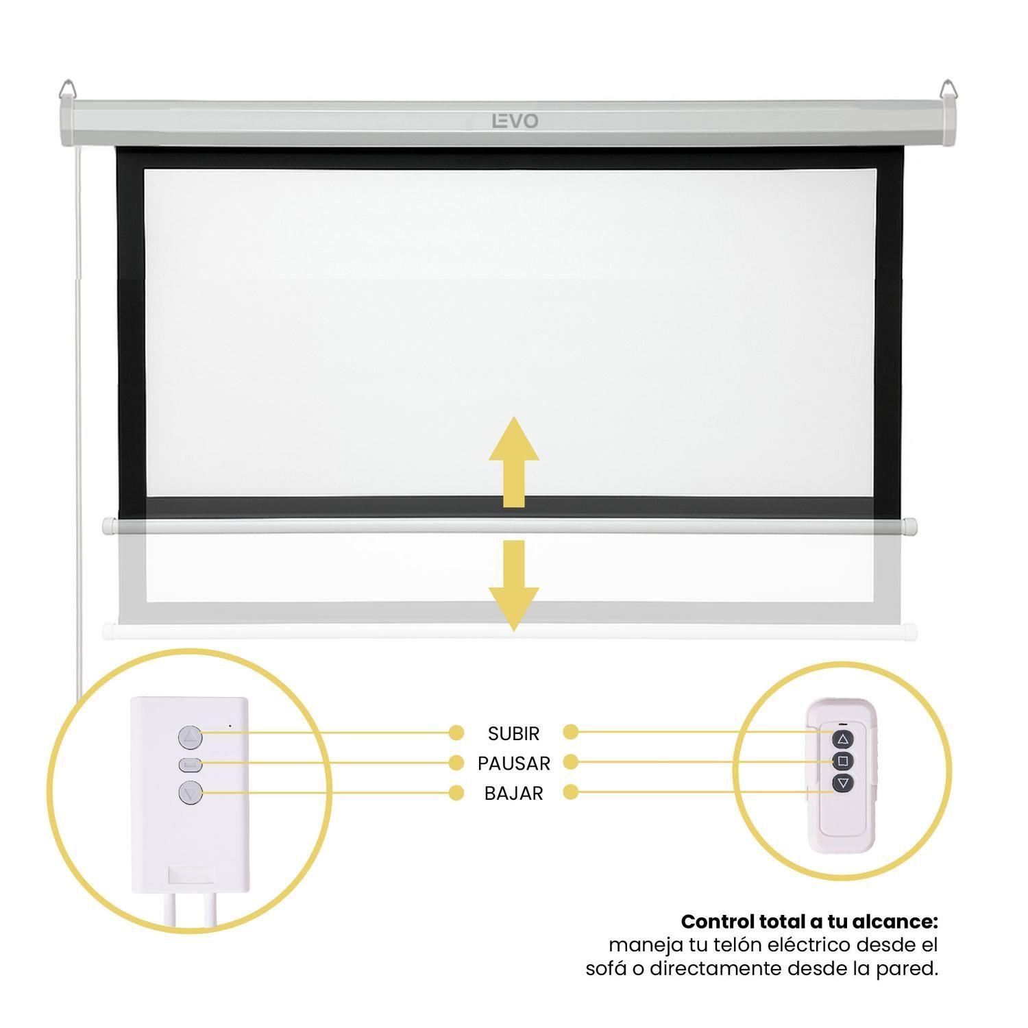 Proyector Portatil Hexa 8000lm + Telón Electrico 80" LEVO-6