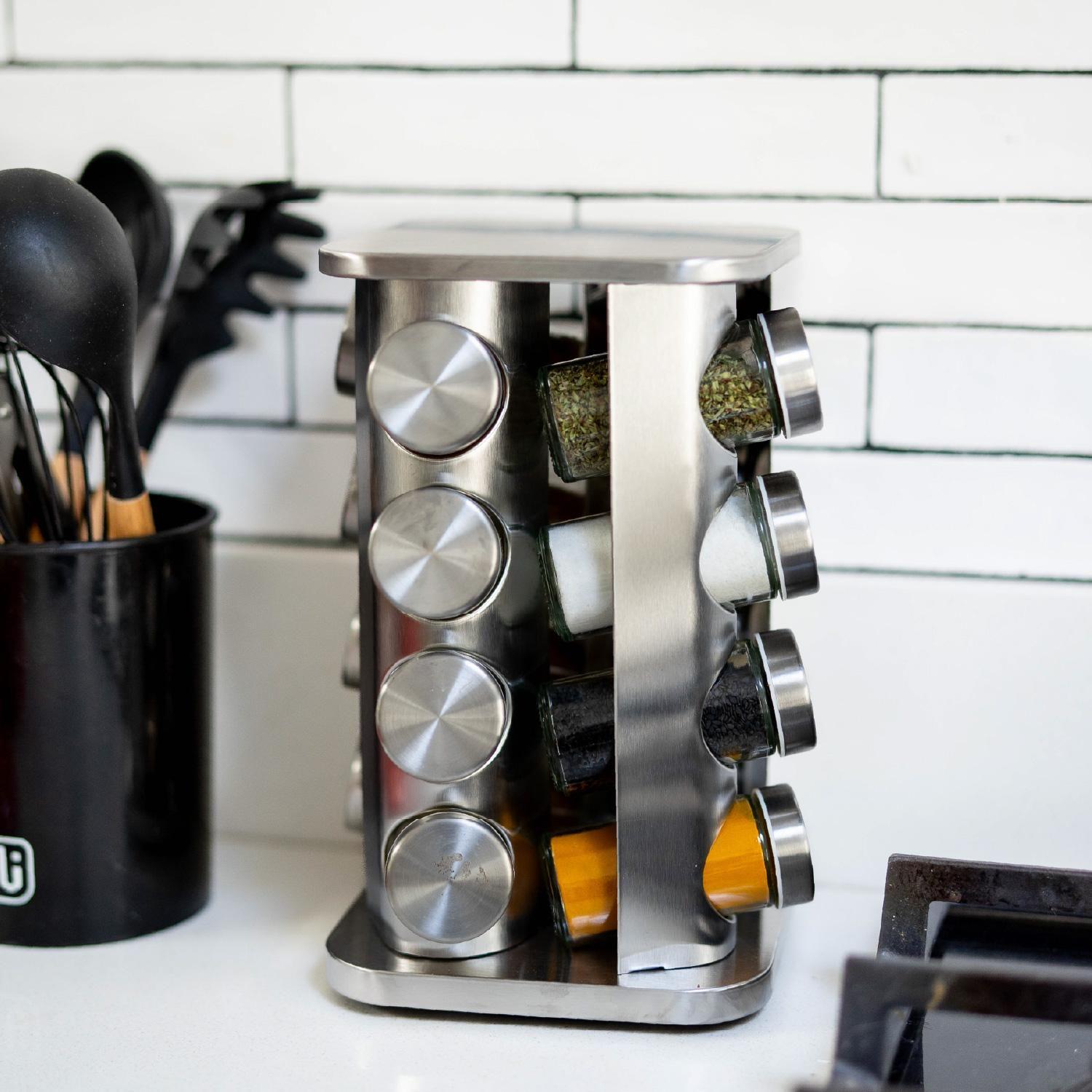 Especiero Condimentos Giratorio Metálico 16 Frascos Simplit-4