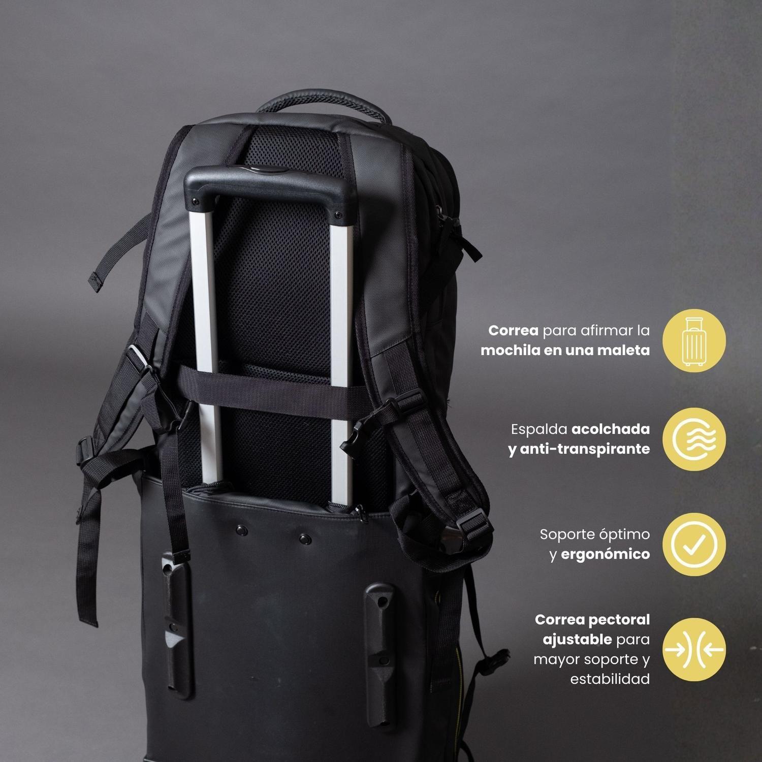 Mochila Viaje Impermeable Notebook 30L Aerosuite Negra LEVO-5