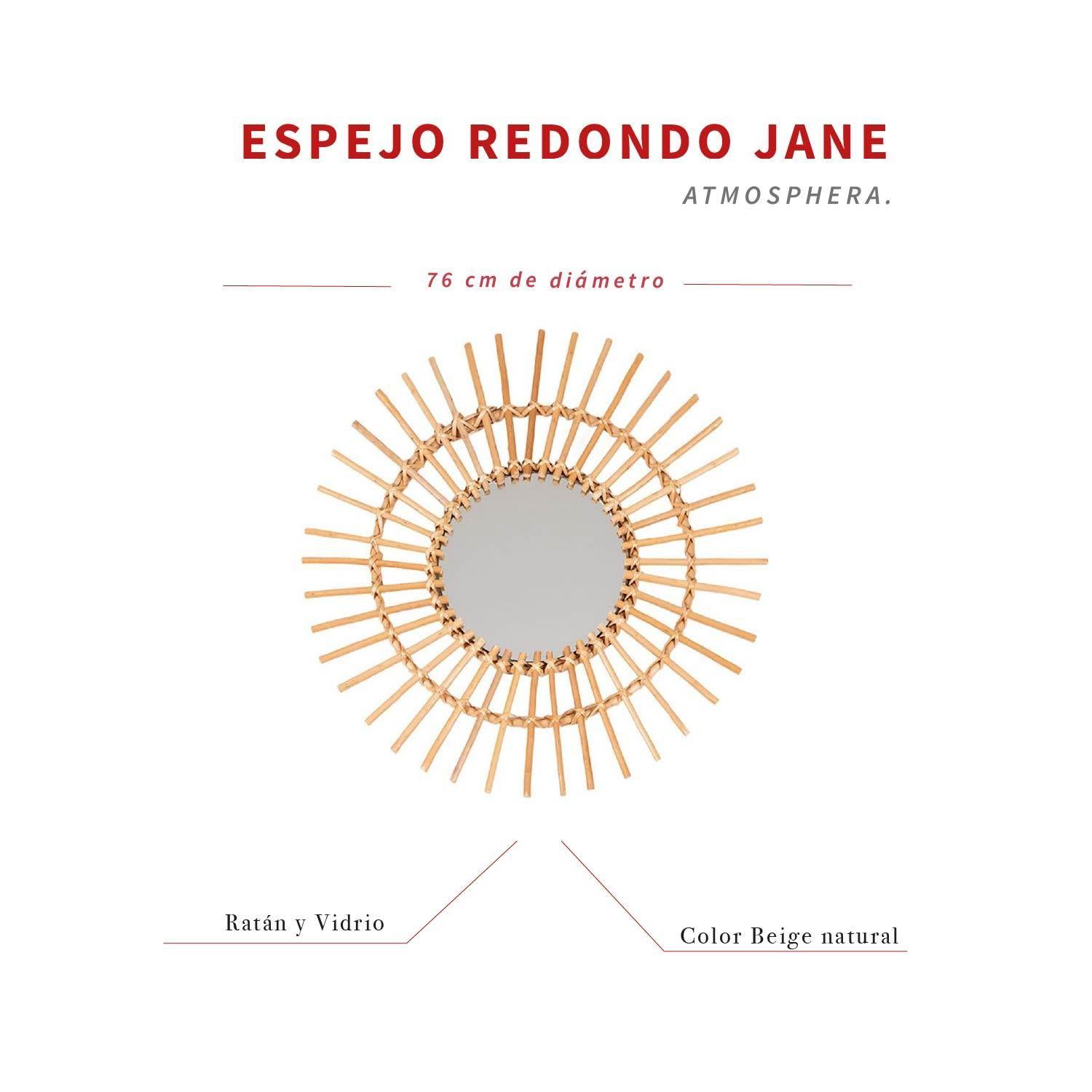 Espejo Redondo Decorativo Diseño Sol de Ratán Atmosphera-7