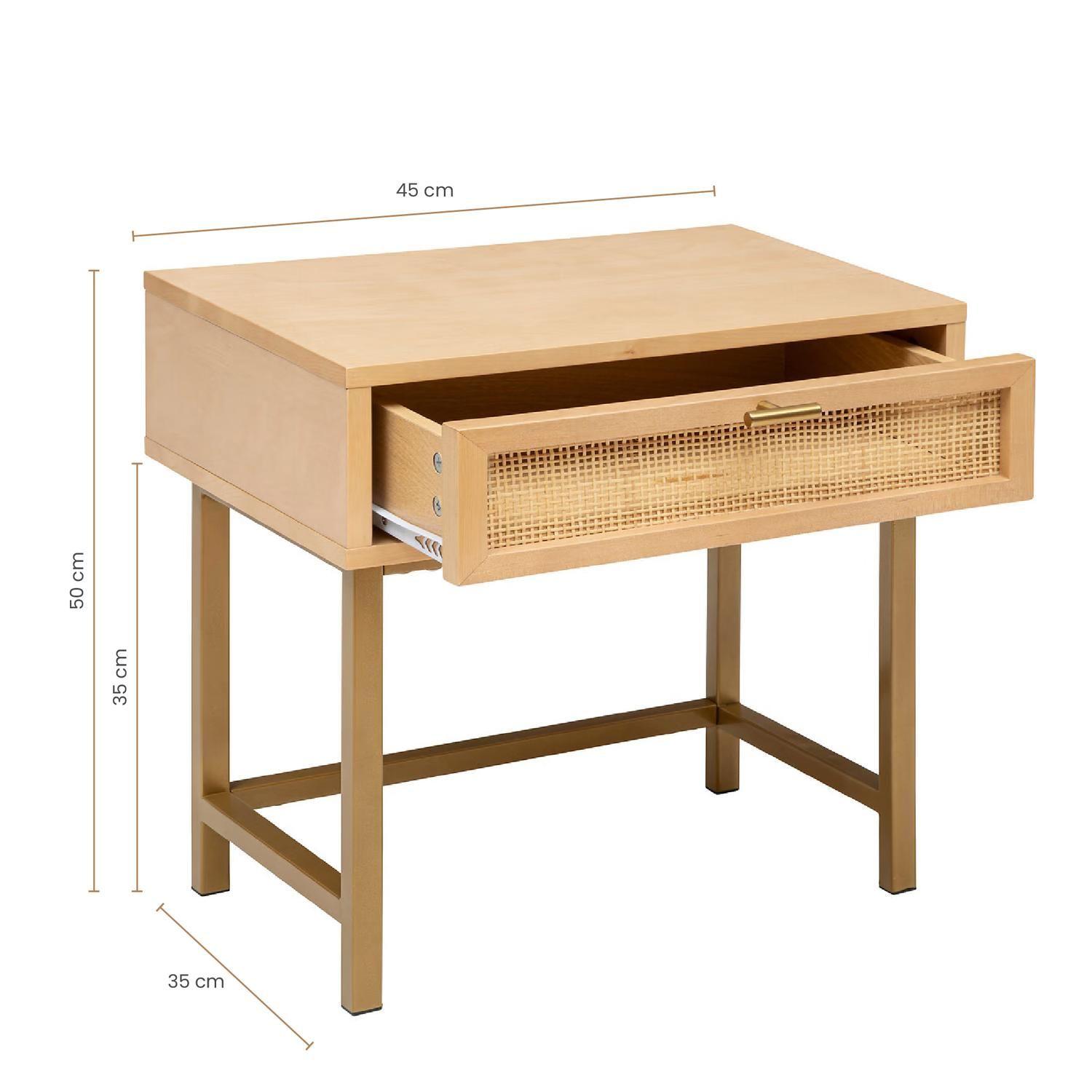 Velador Con Cajón Madera Ratán 45x35x55 cm Atmosphera-4