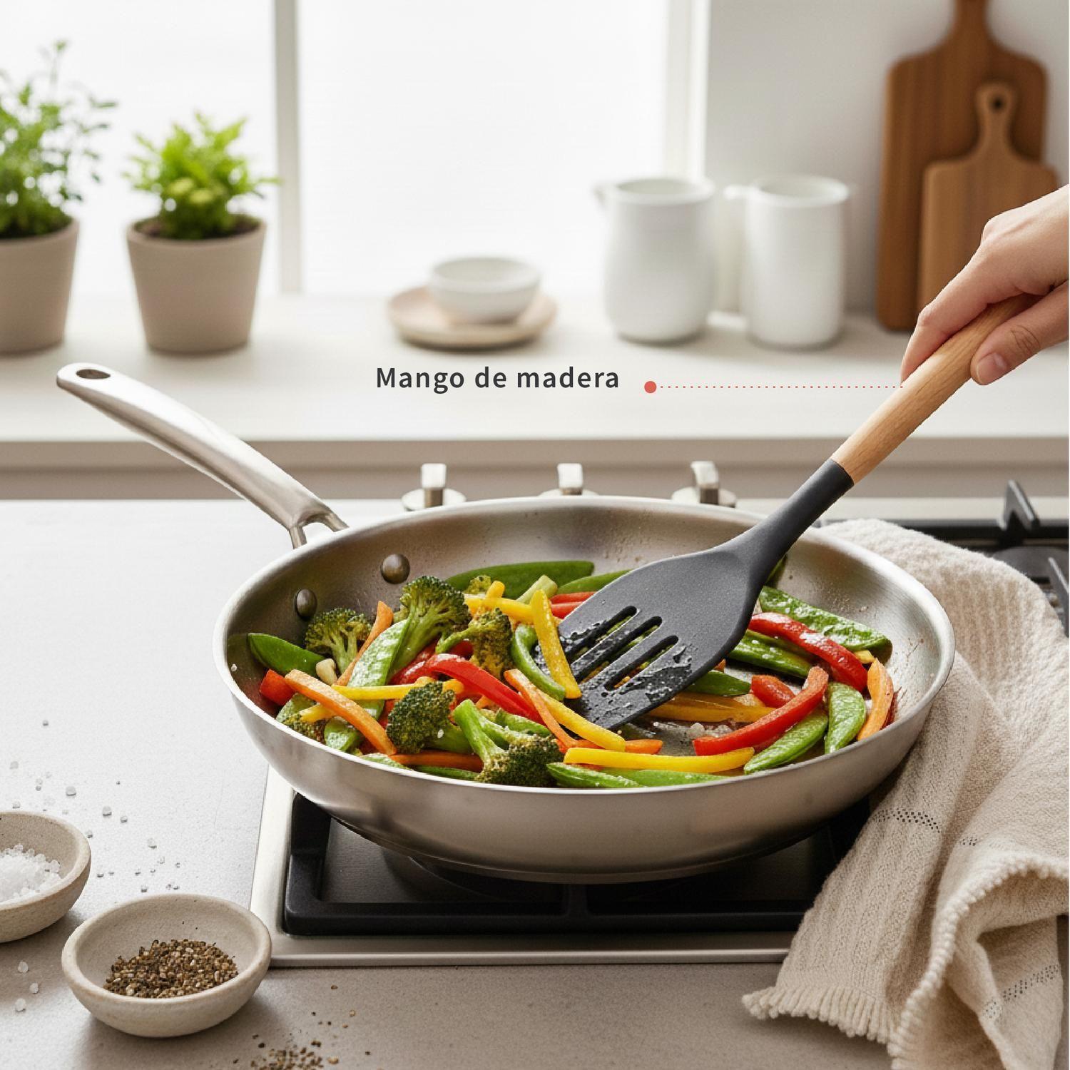 Set 12 Utensilios De Cocina Silicona Negro Simplit-4