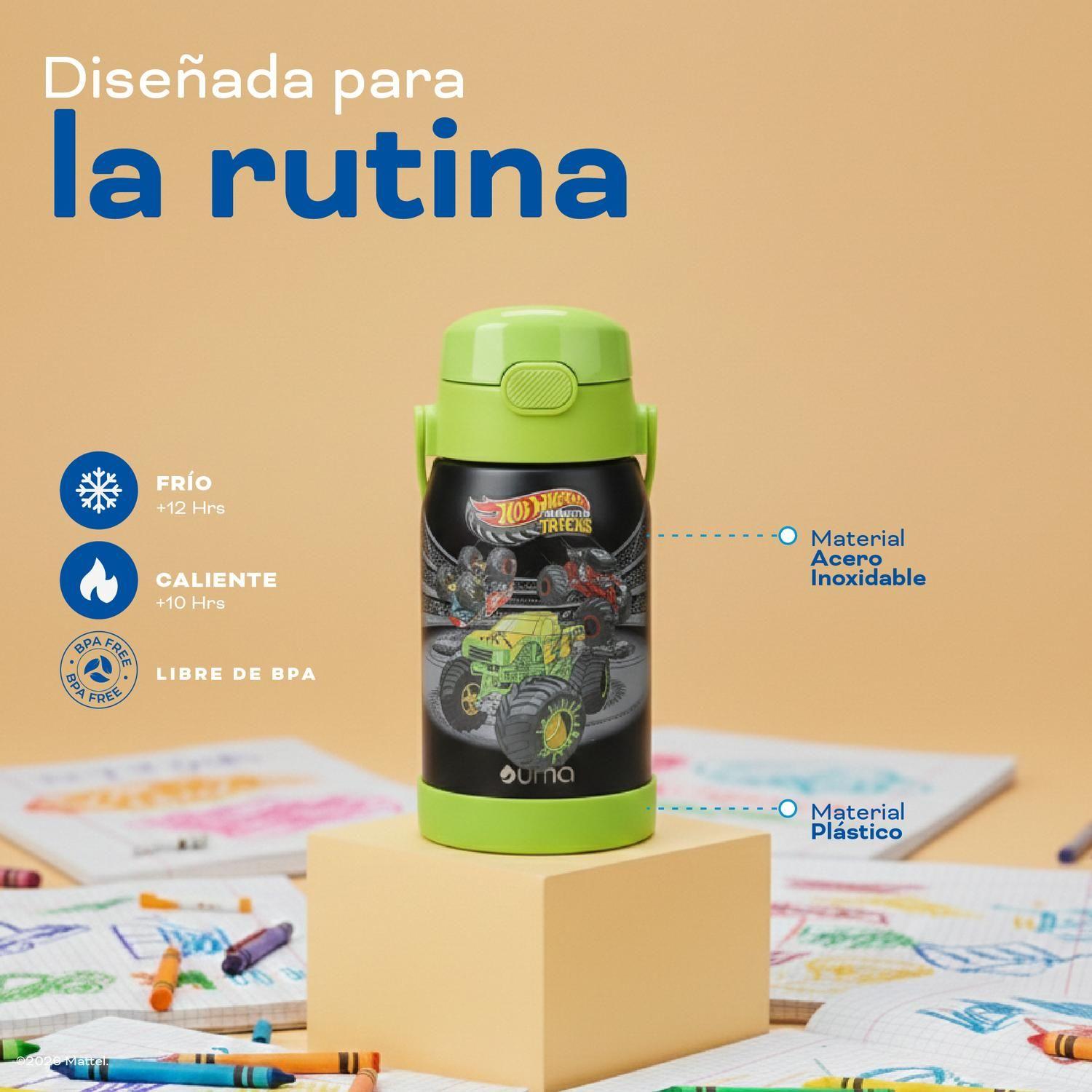 Botella Térmica Niños Hot Wheels Trucks 450ml Acero Inox UMA-3