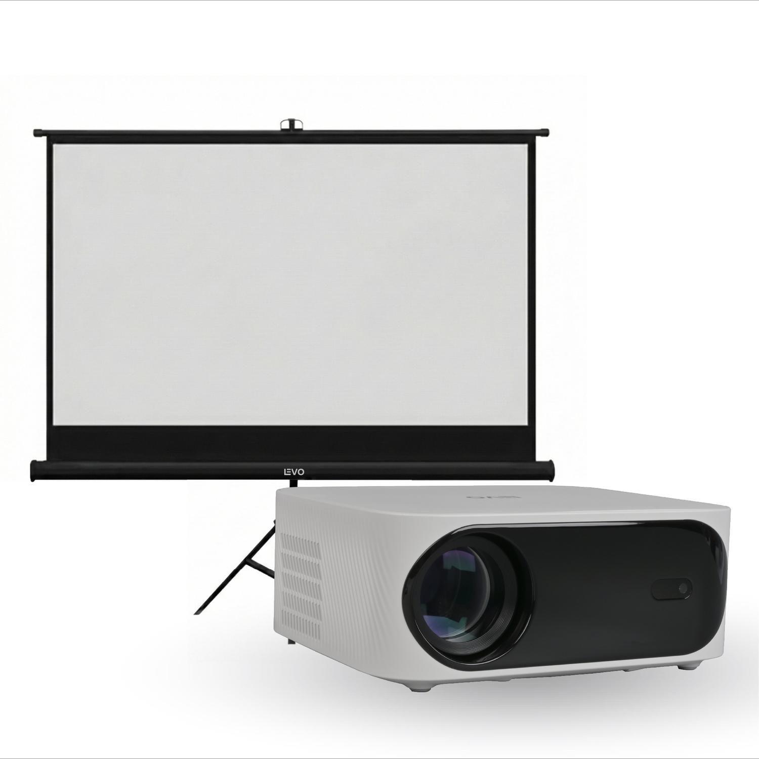 Proyector Portatil Orion 12000lm + Telón 100" Negro LEVO-0