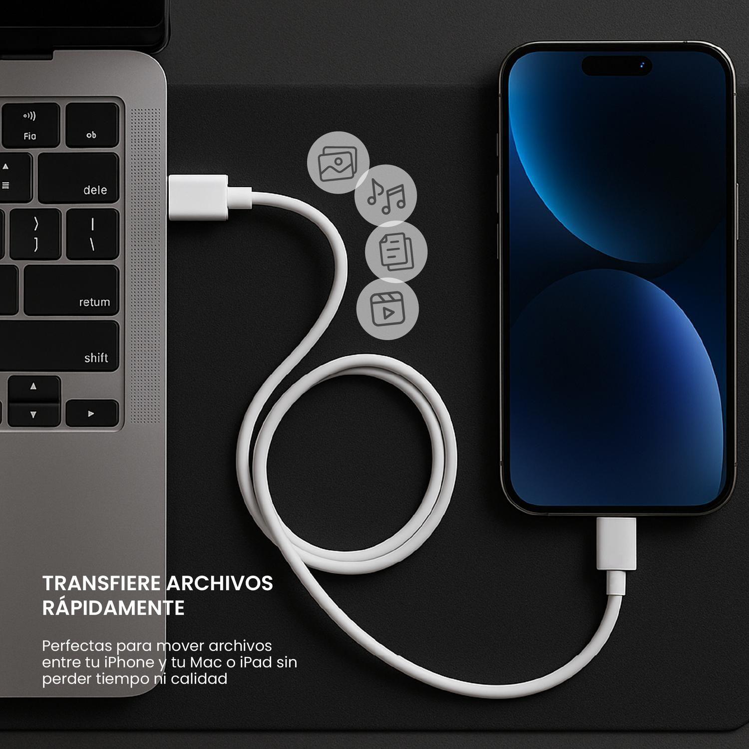 Cable De Carga Lightning Iphone 1 Mt Blanco LEVO-4