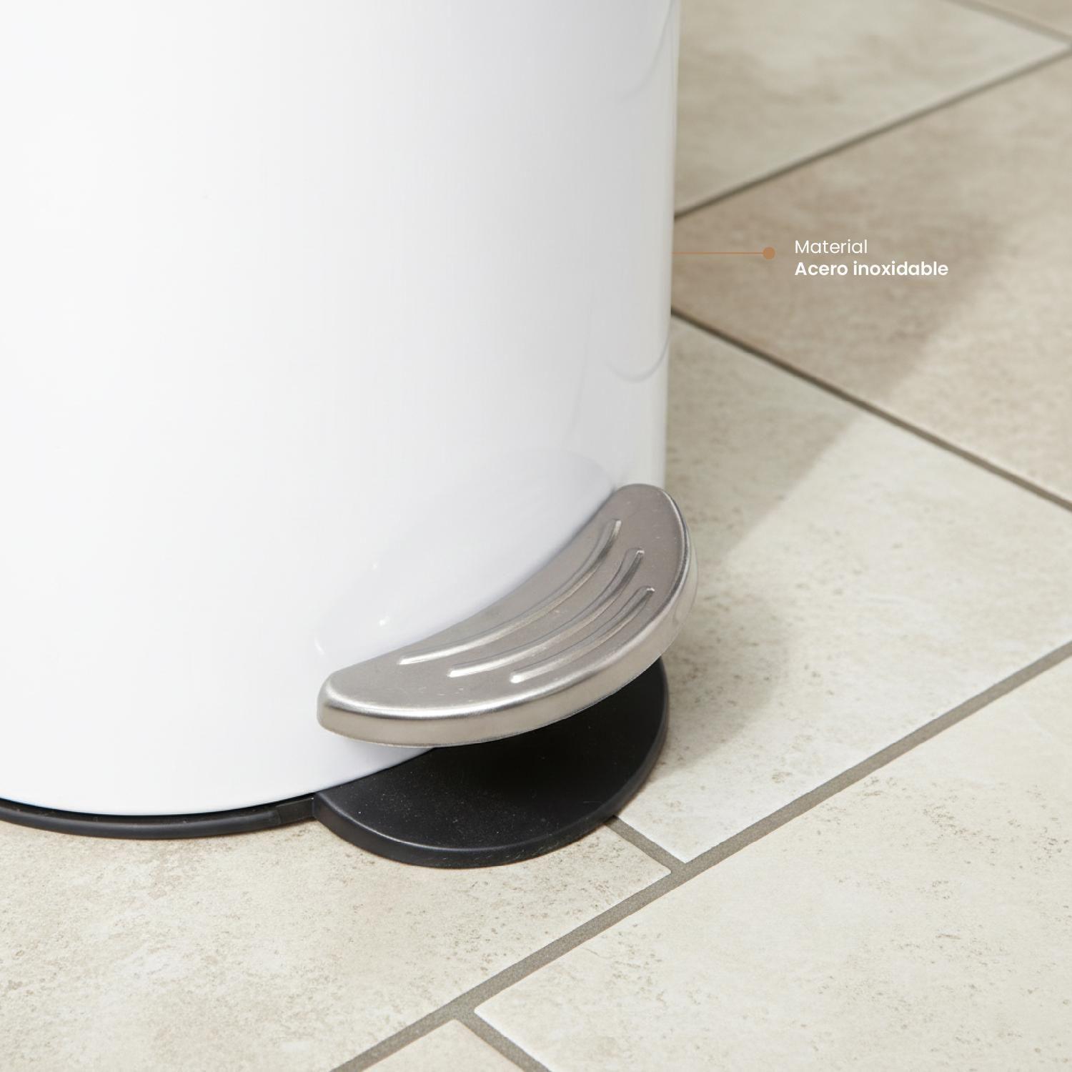 Basurero Papelero Metálico Blanco Con Pedal 3 Lts 5Five-3