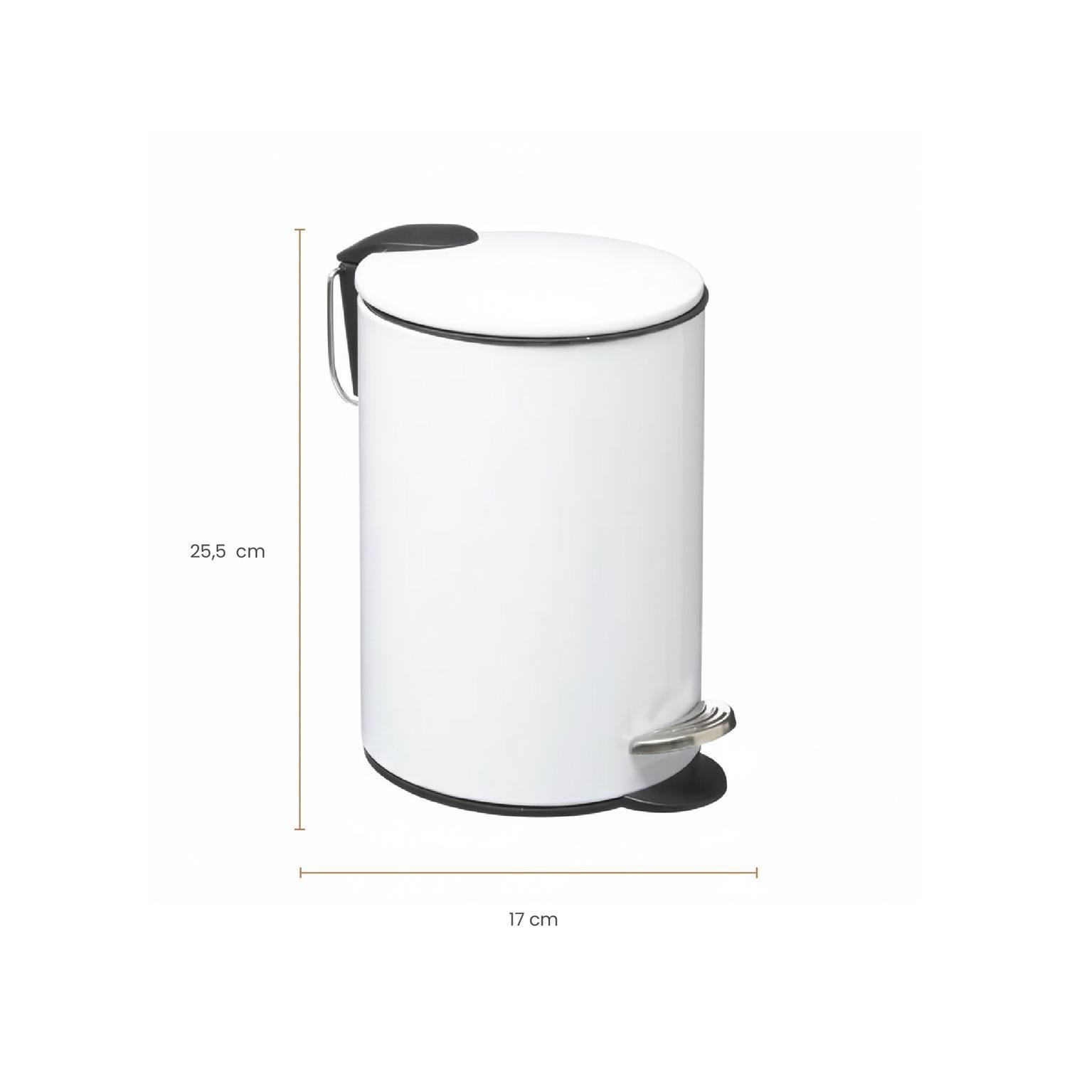 Basurero Papelero Metálico Blanco Con Pedal 3 Lts 5Five-4