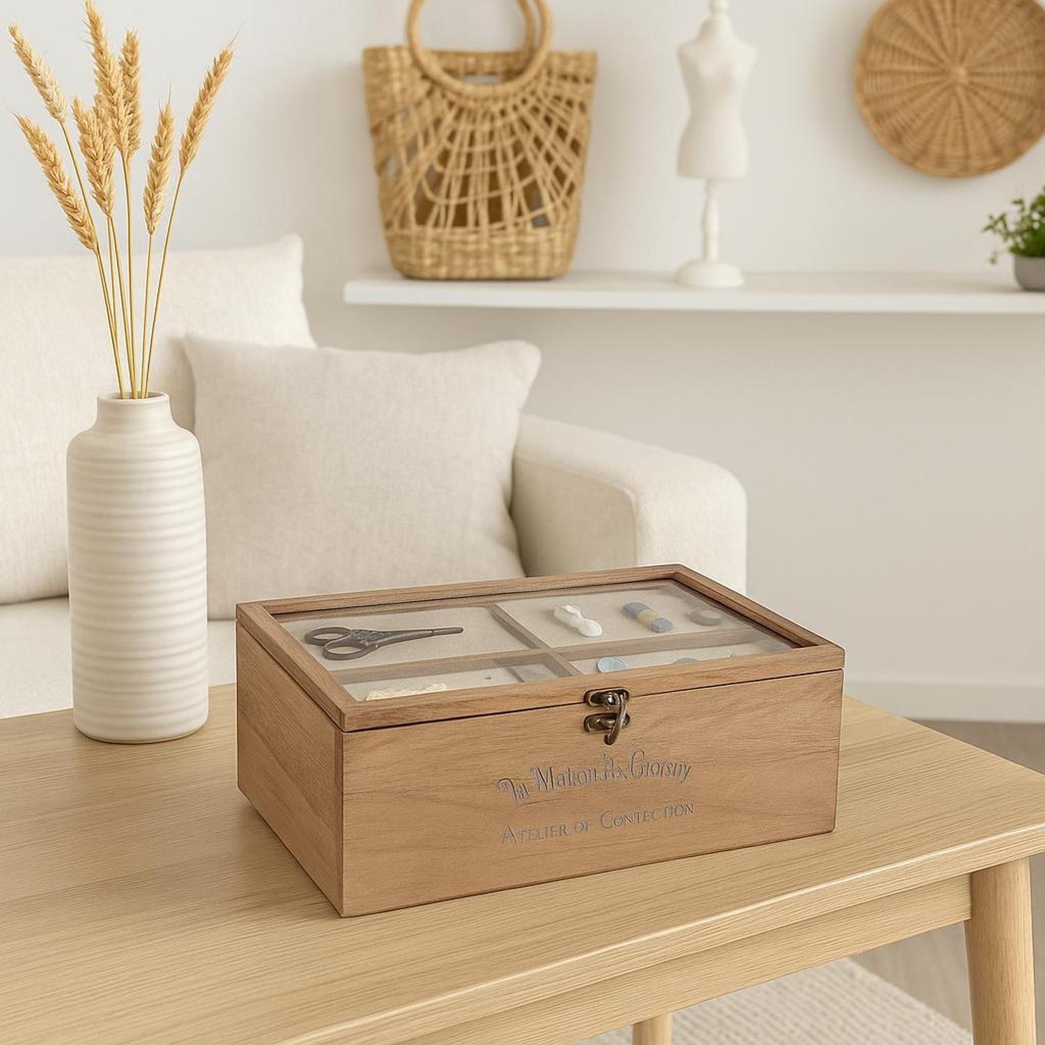 Costurero de Madera Oria con Tapa de Vidrio Atmosphera-3