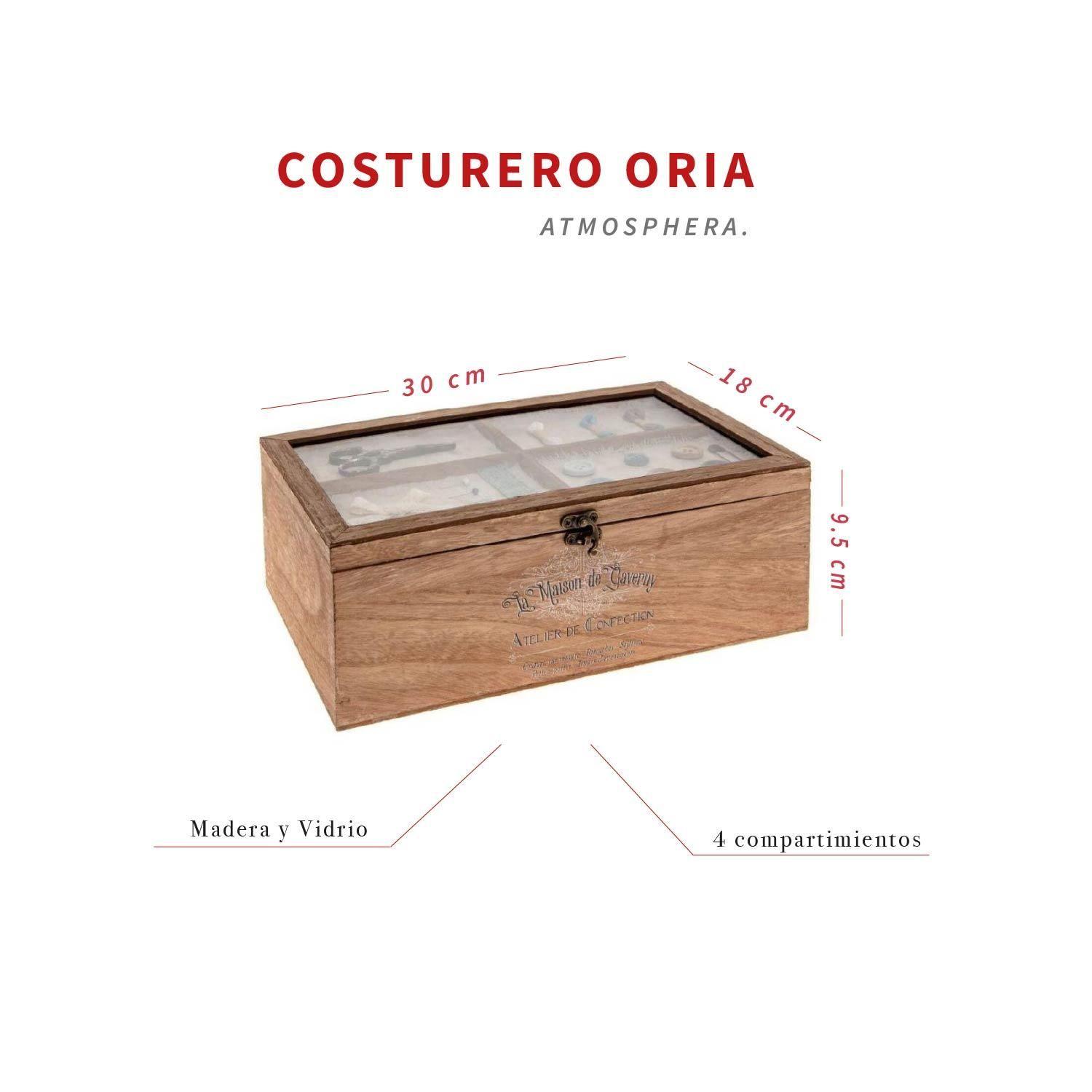Costurero de Madera Oria con Tapa de Vidrio Atmosphera-4