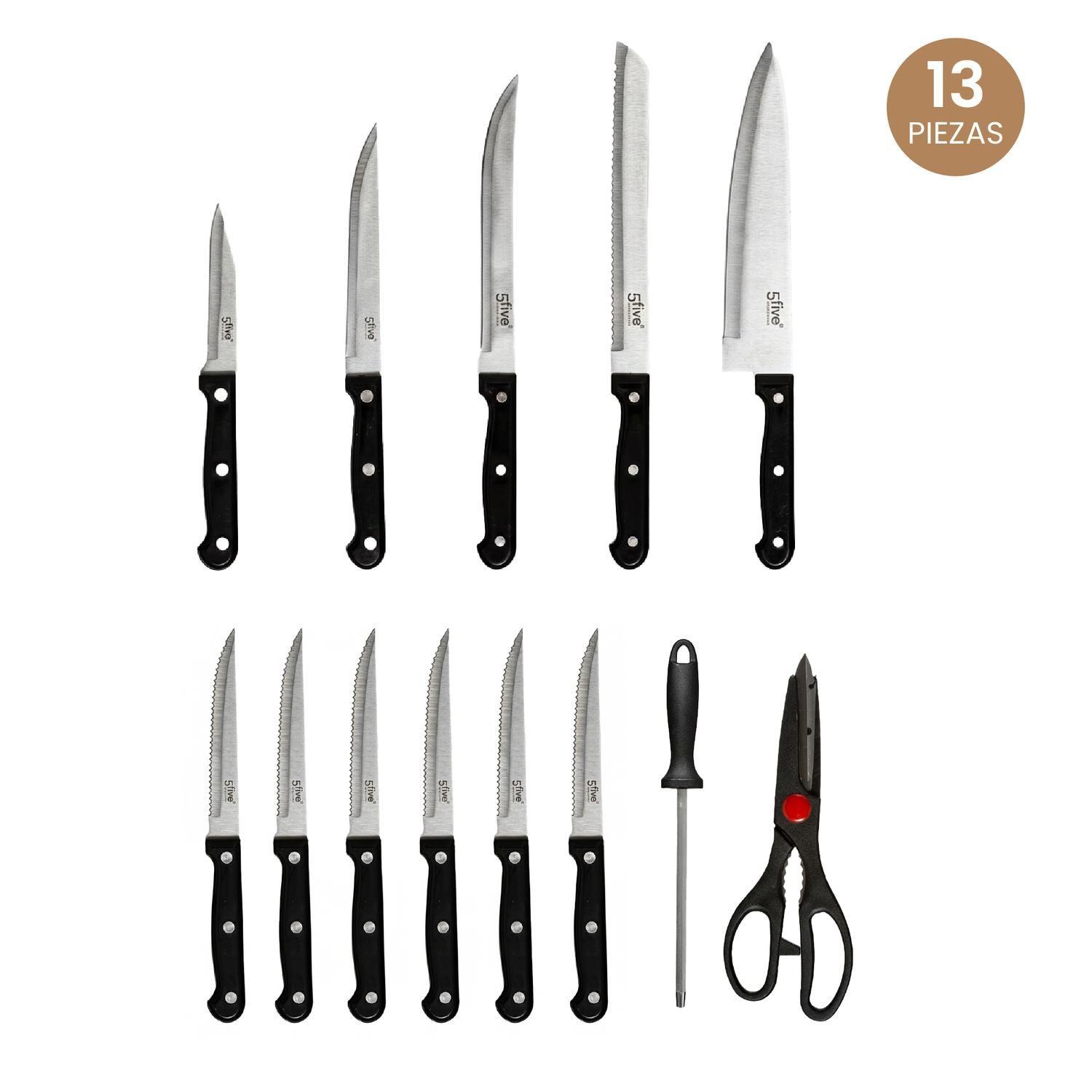 Set de Cuchillos 11 pcs con Afilador y Tijera 5Five-2