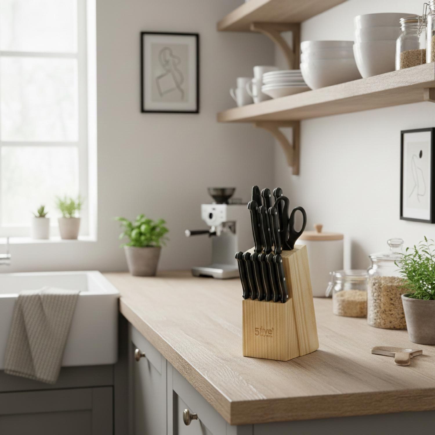 Set de Cuchillos 11 pcs con Afilador y Tijera 5Five-5