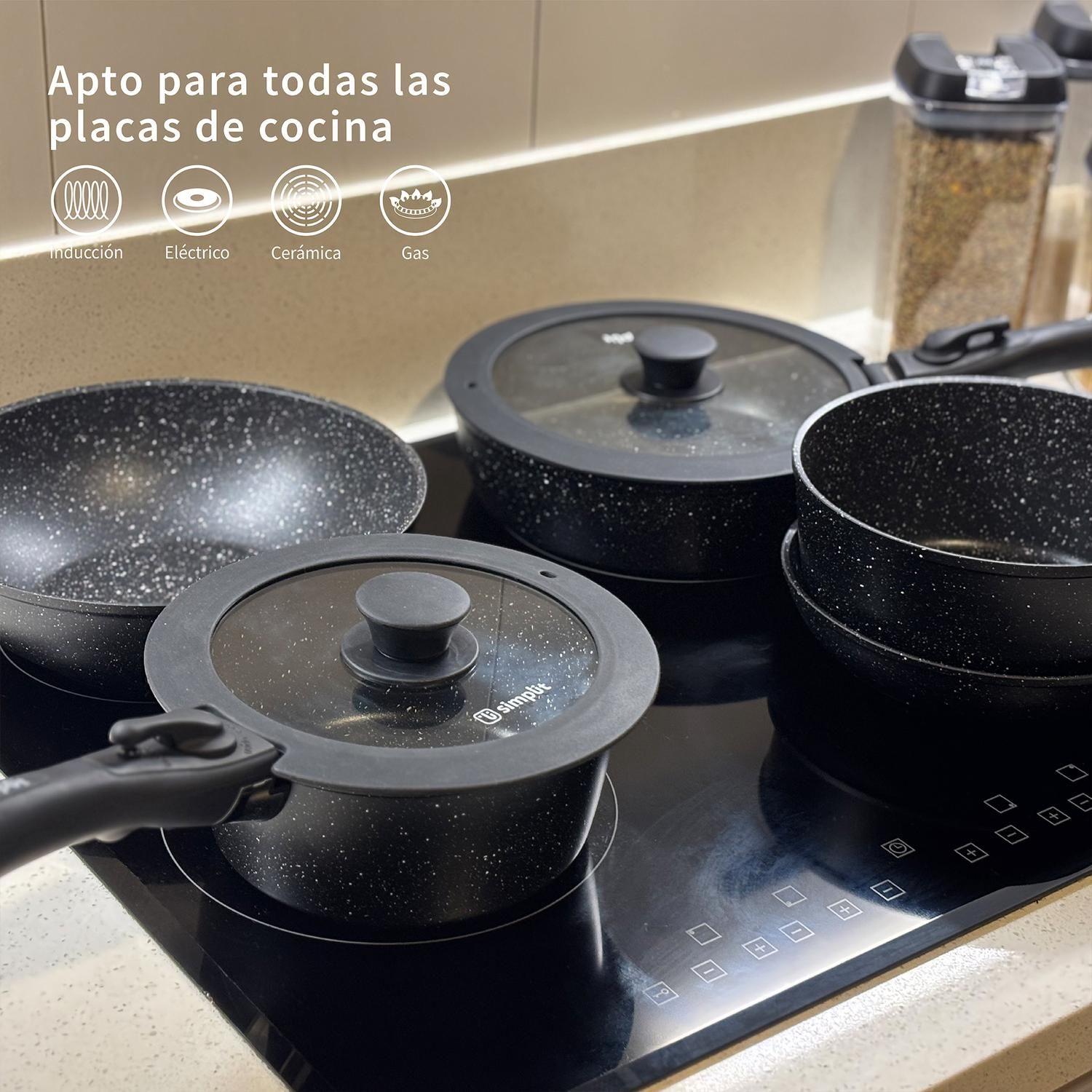 Batería de Cocina Antiadherente Oxford Granito 15pcs Simplit-4