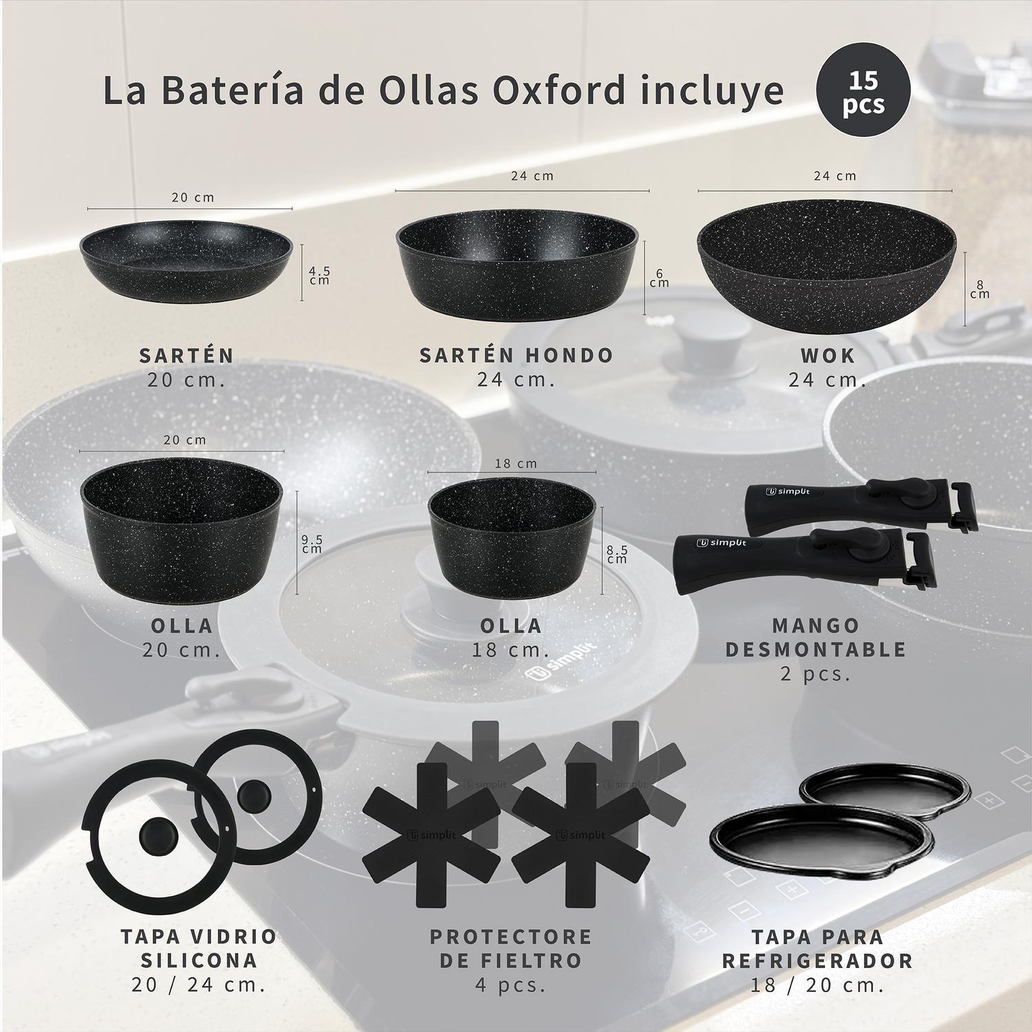Batería de Cocina Antiadherente Oxford Granito 15pcs Simplit-7