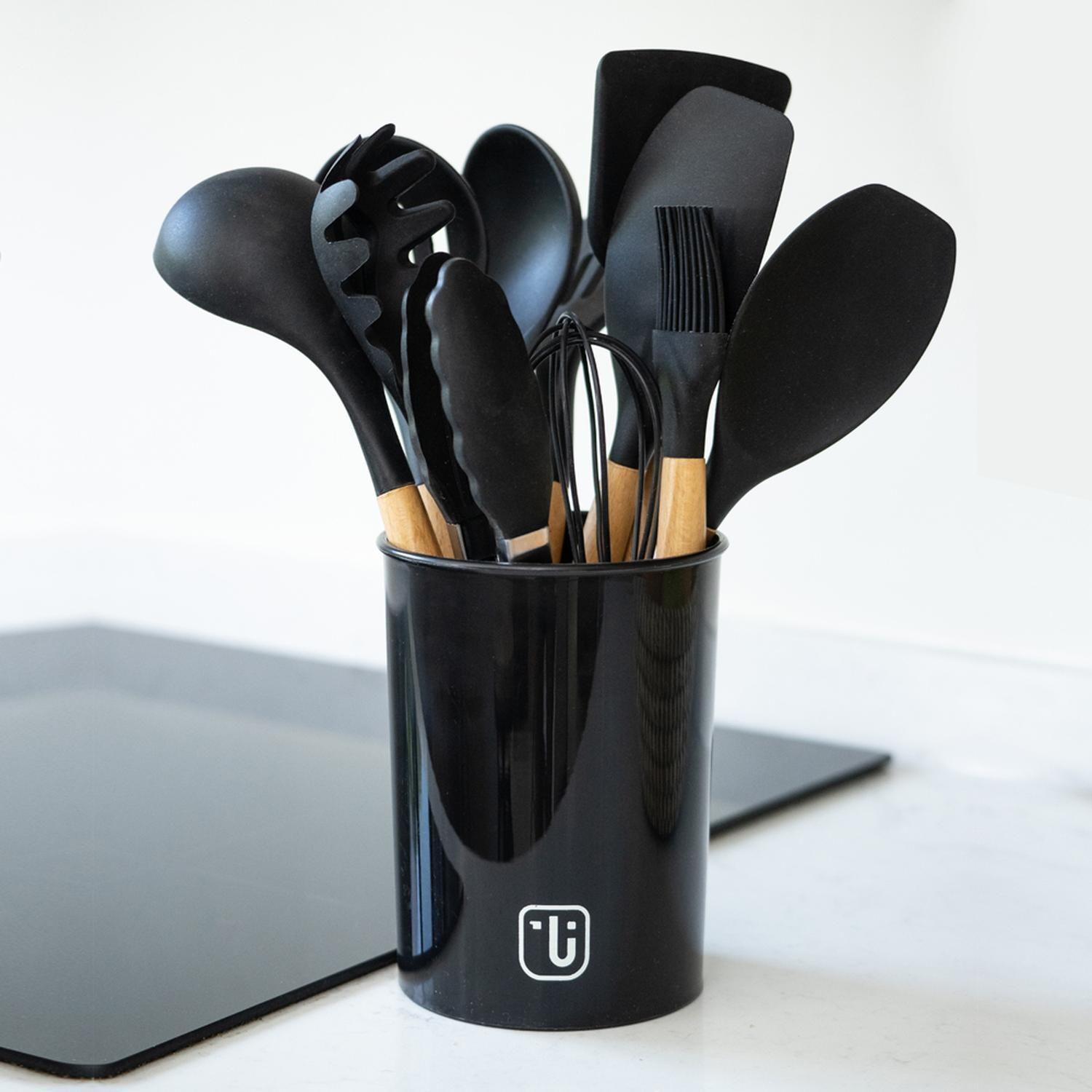 Batería Cocina Savannah 9pzs + Set 12 Utensilios Negro-6