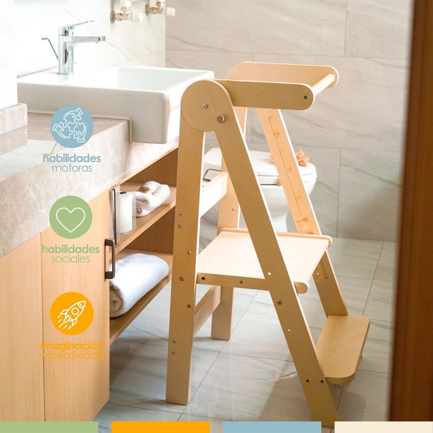 Torre Aprendizaje Montessori Madera Plegable 3 Niveles Bandú-2