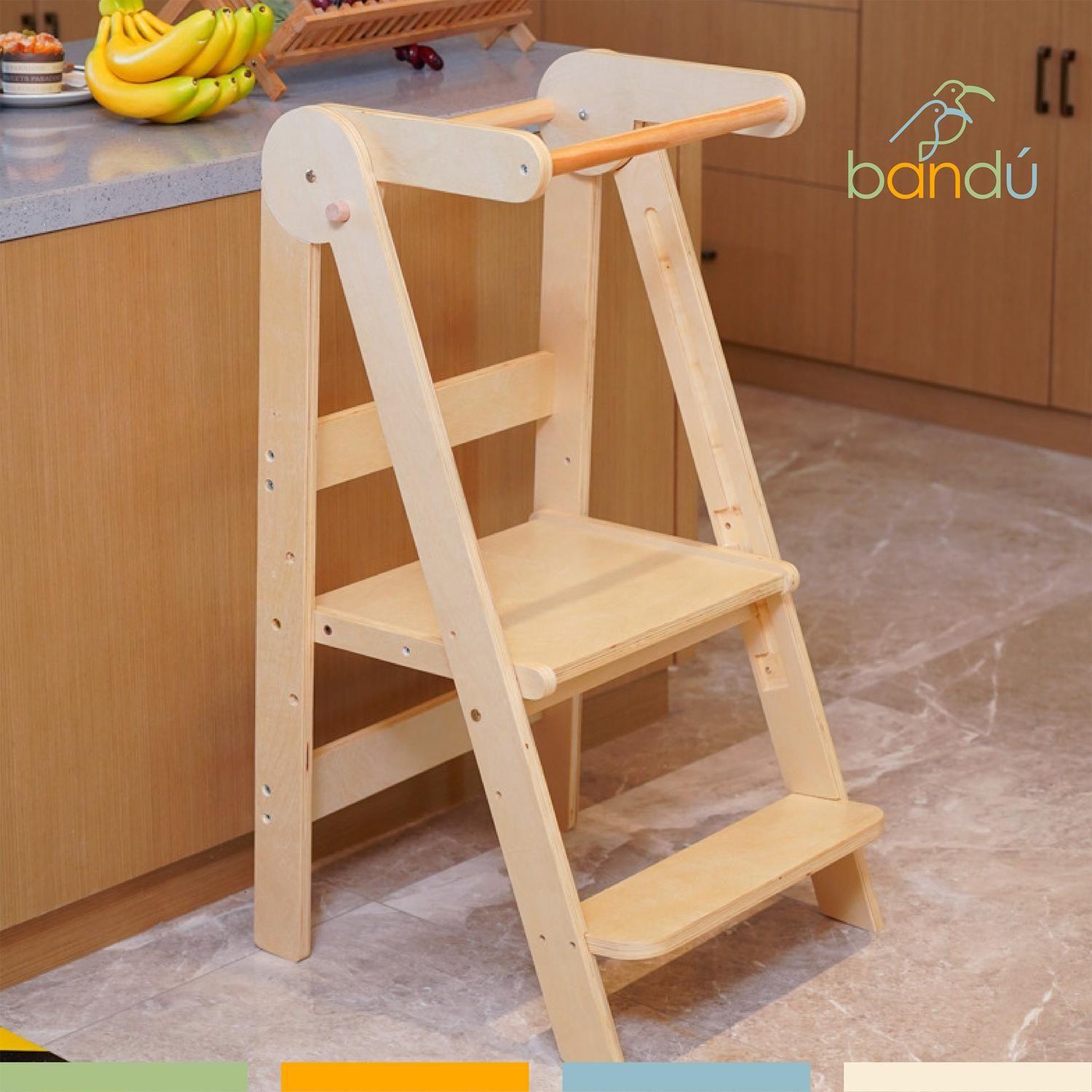 Torre Aprendizaje Montessori Madera Plegable 3 Niveles Bandú-3