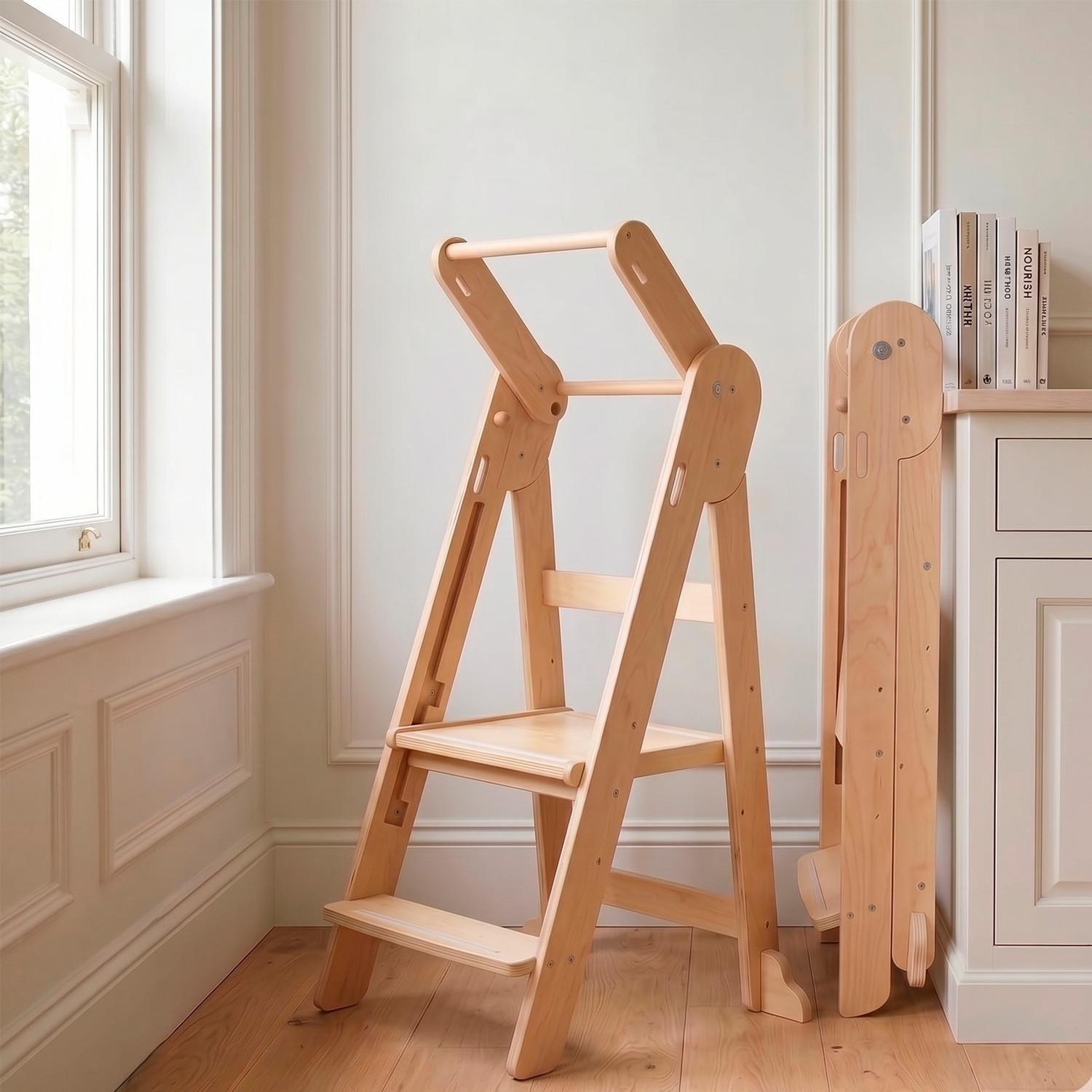 Torre Aprendizaje Montessori Madera Plegable 3 Niveles Bandú-4
