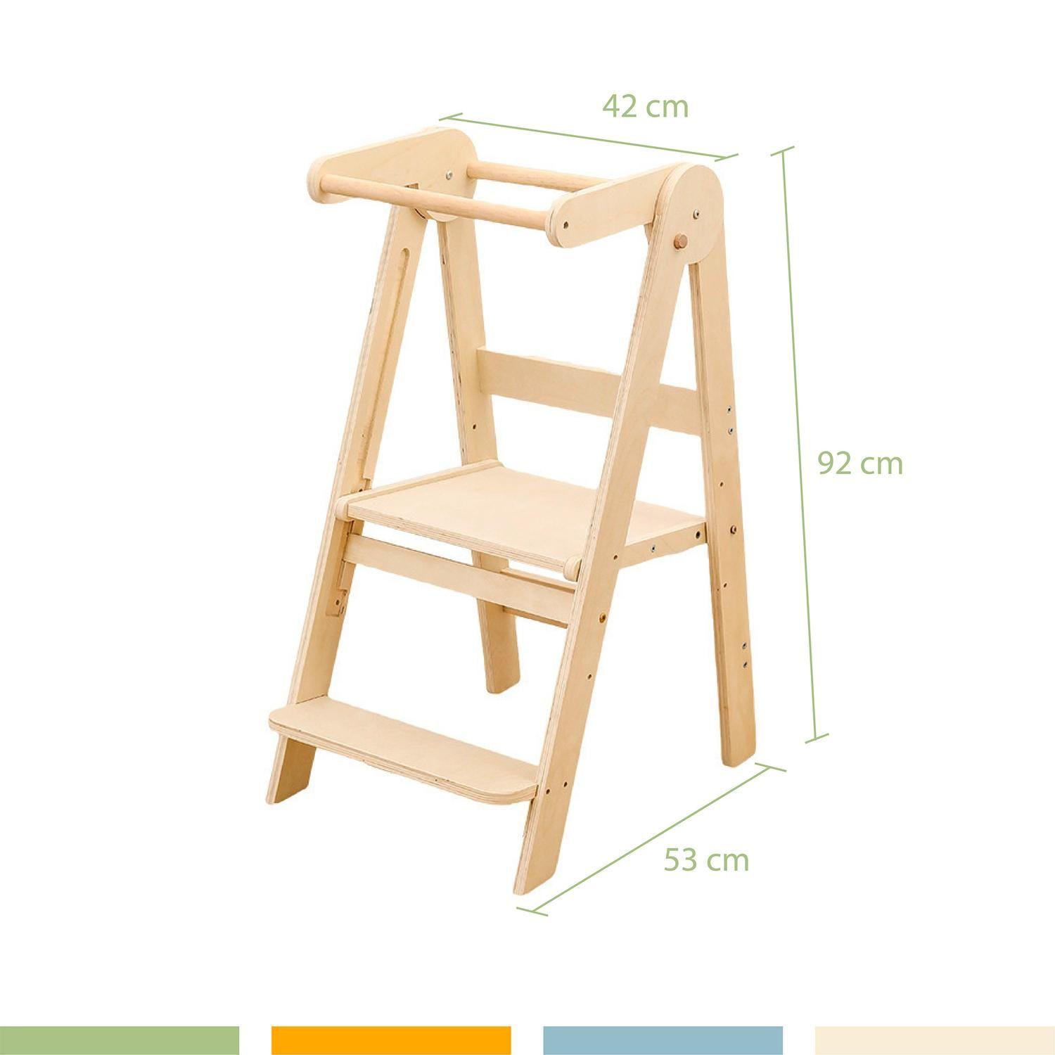 Torre Aprendizaje Montessori Madera Plegable 3 Niveles Bandú-6
