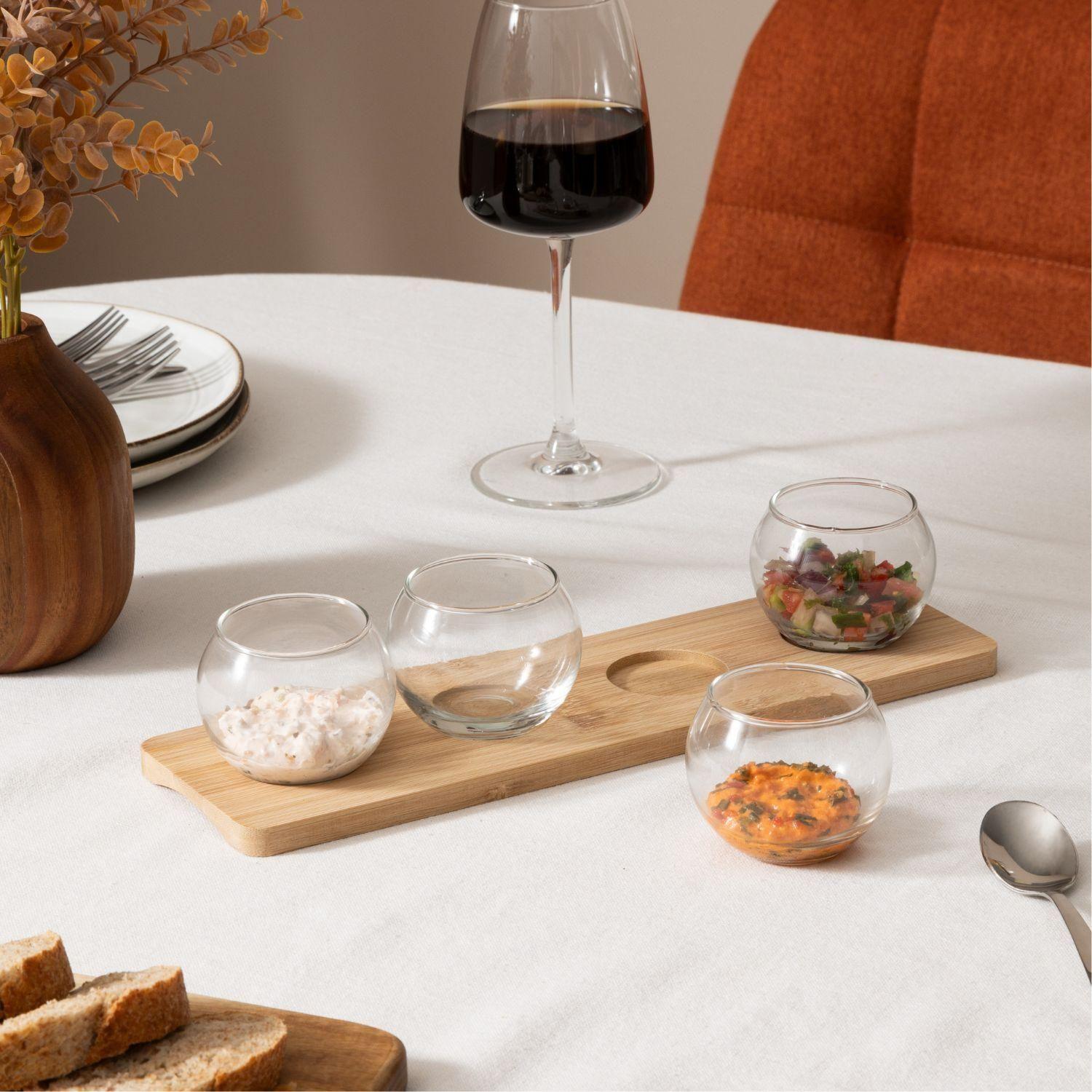 Set Aperitivo 5 Pza Vidrio Bandeja Bambú Secret de Gourmet-2