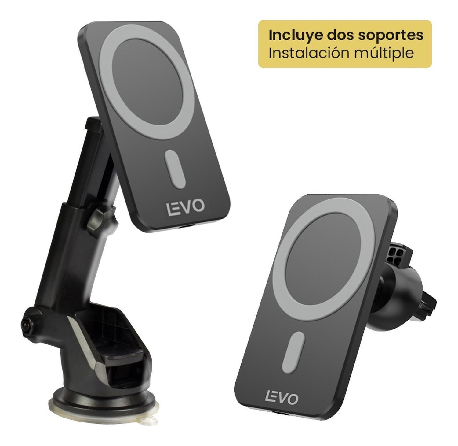 Cargador Inalámbrico Rápido Auto iPhone 12/13 V+ LEVO-4