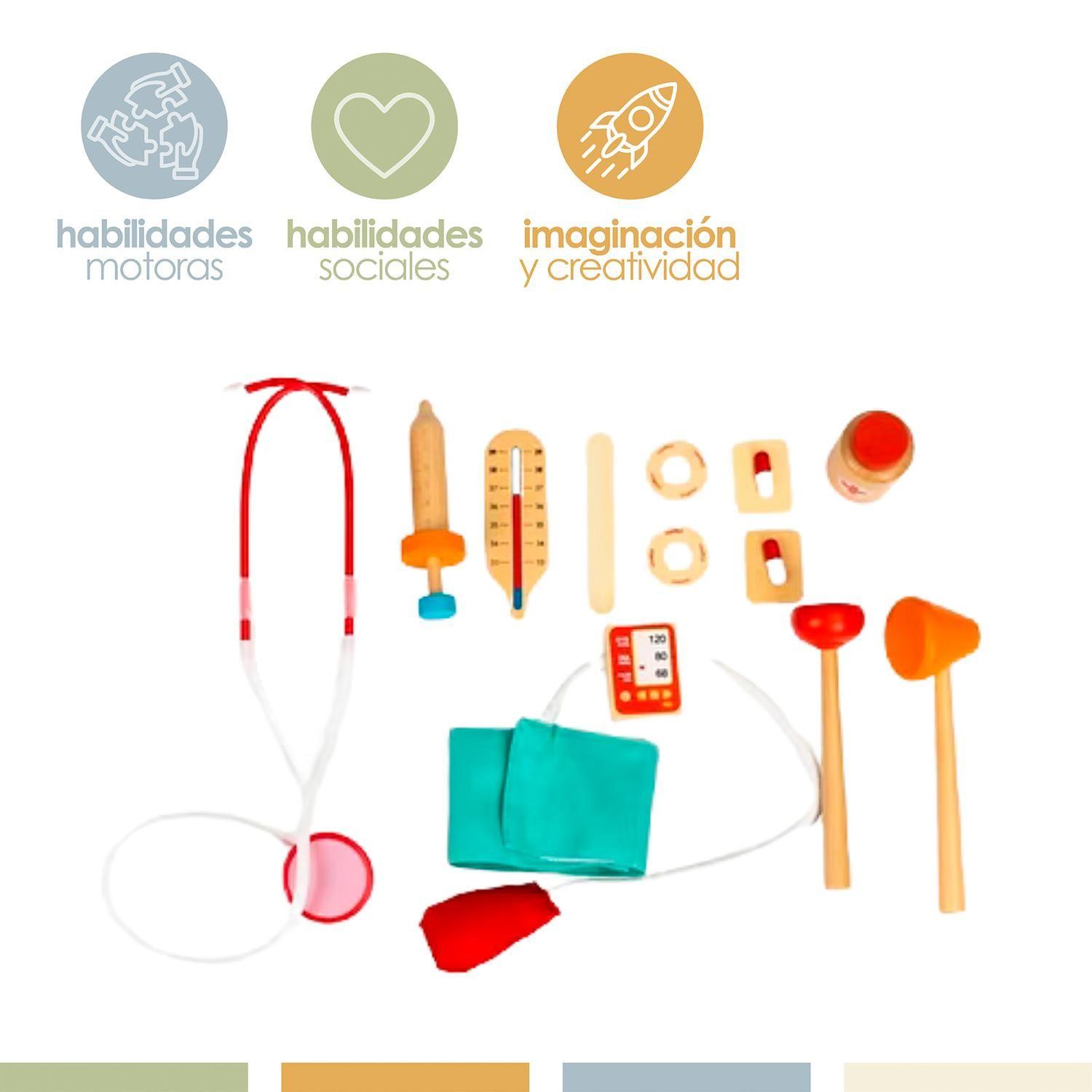 Set Juego de Roles Doctor Niños Madera 12 pcs Bandú-2