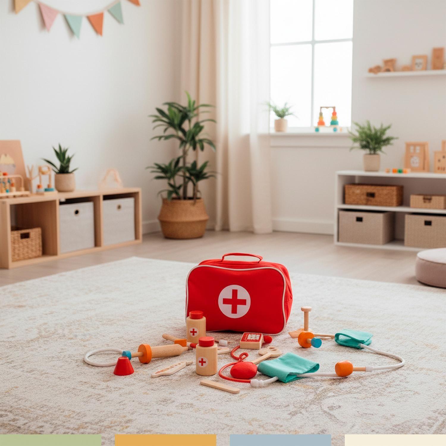 Set Juego de Roles Doctor Niños Madera 12 pcs Bandú-3