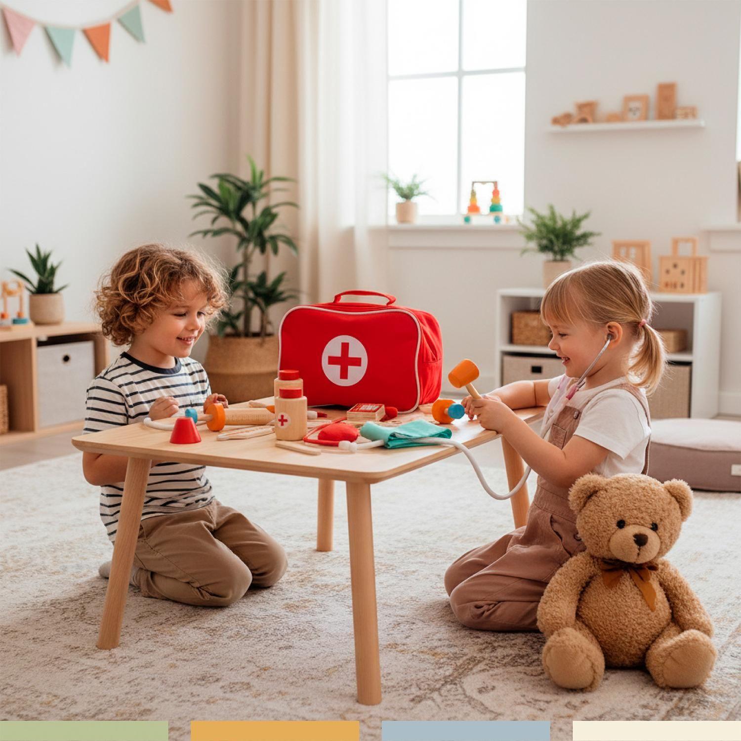 Set Juego de Roles Doctor Niños Madera 12 pcs Bandú-5