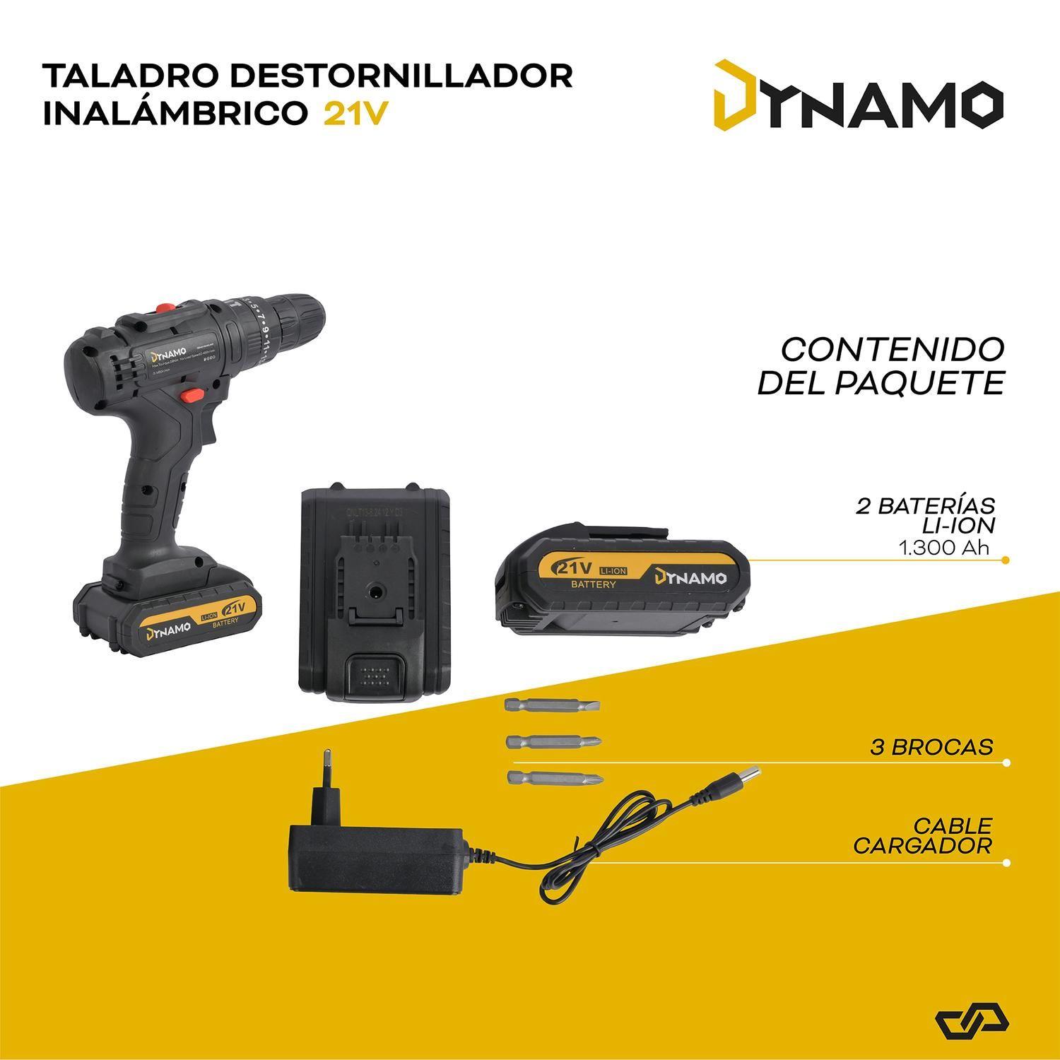 Taladro Desatornillador Inalámbrico Dynamo 21V + 2 baterías-3