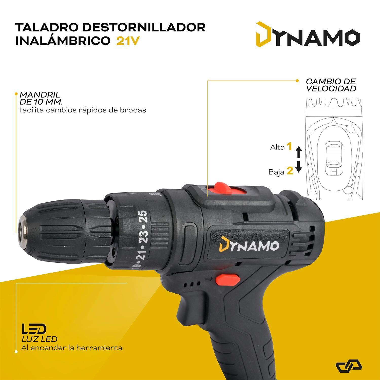 Taladro Desatornillador Inalámbrico Dynamo 21V + 2 baterías-5