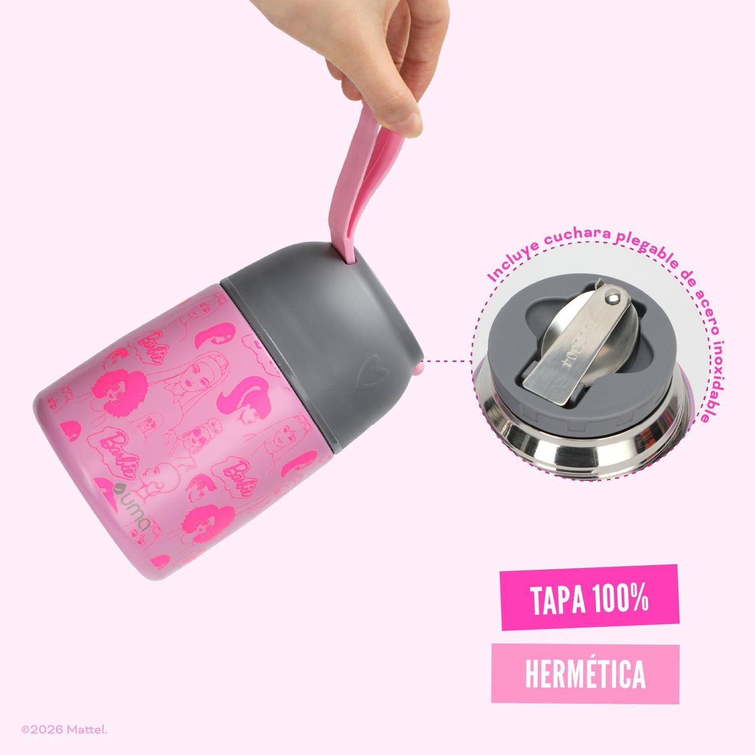 Termo Comida Barbie & Friends + Cuchara 450ml Acero Inox UMA-2