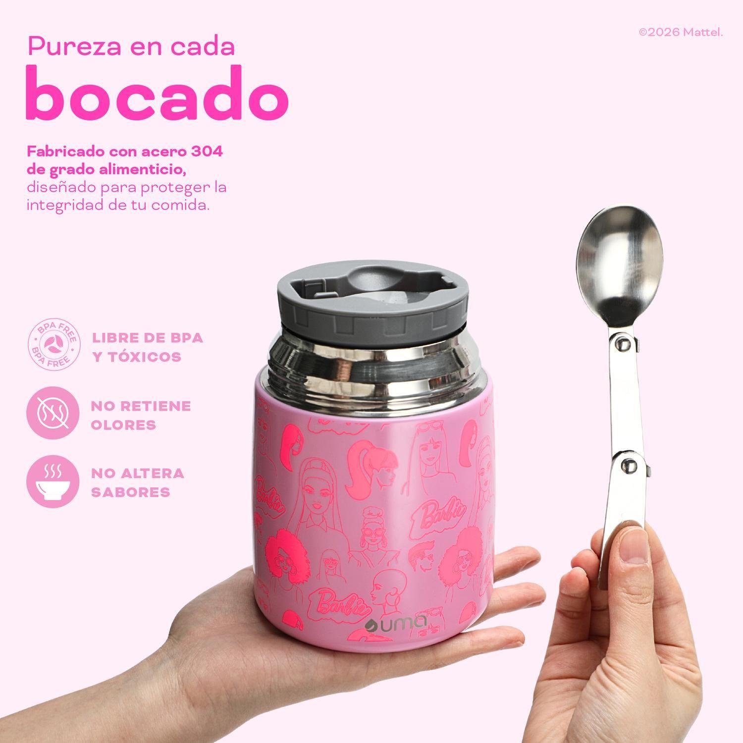 Termo Comida Barbie & Friends + Cuchara 450ml Acero Inox UMA-4
