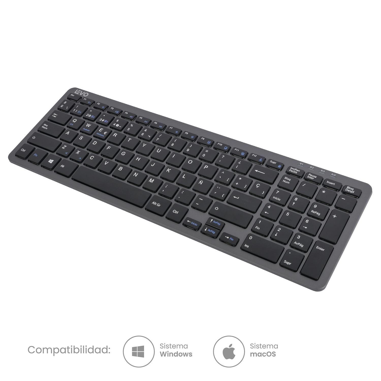 Teclado Inalámbrico Cygna Slim Grafito Levo-3