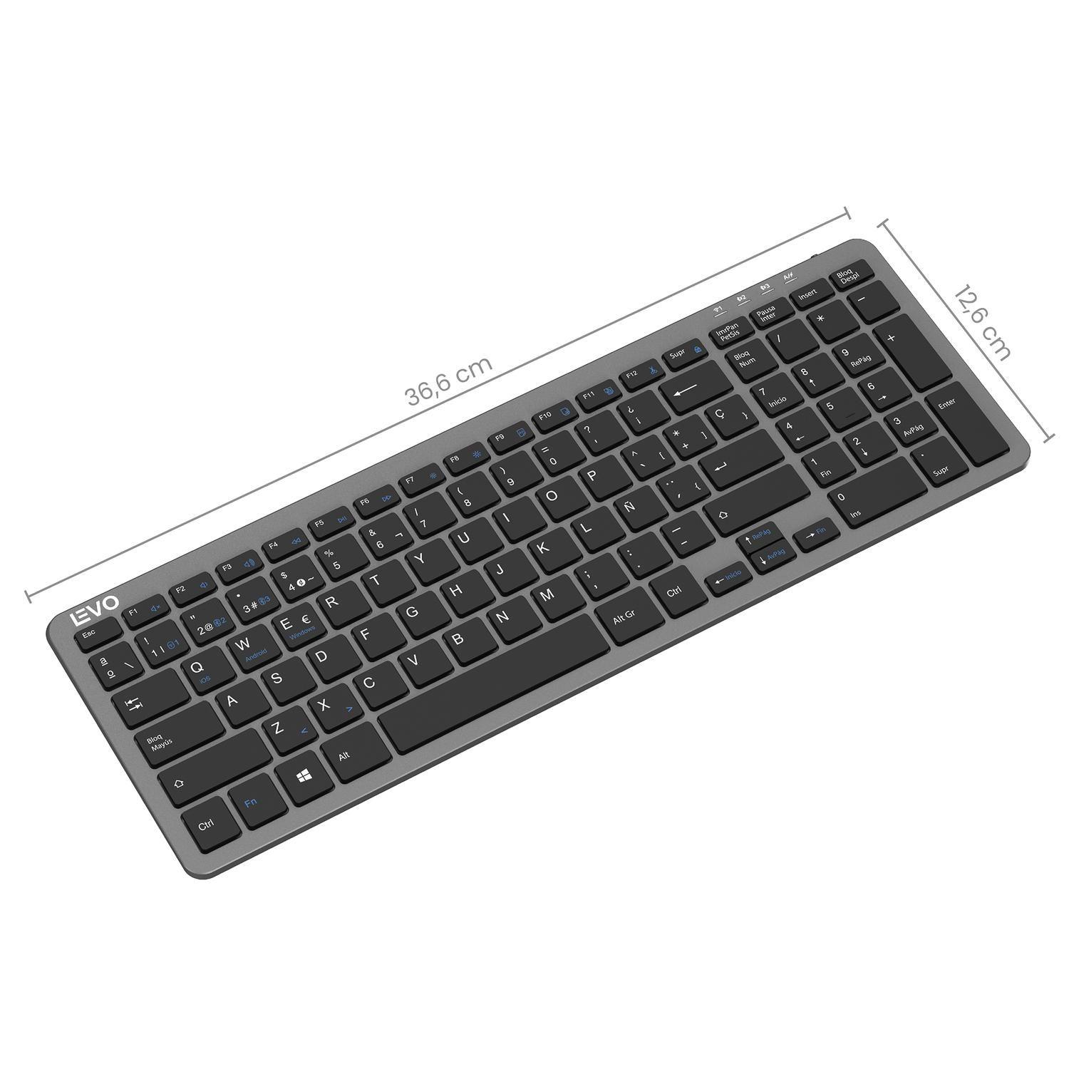Teclado Inalámbrico Cygna Slim Grafito Levo-6