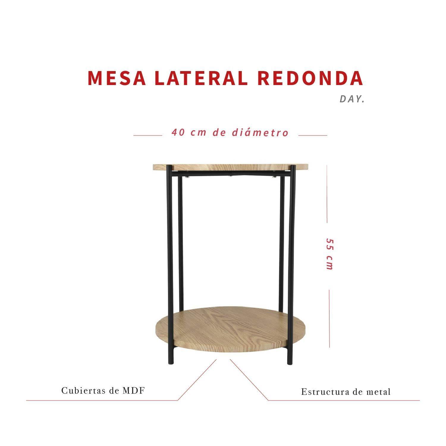 Mesa Lateral de Diseño Moderno en MDF y Metal DAY-4