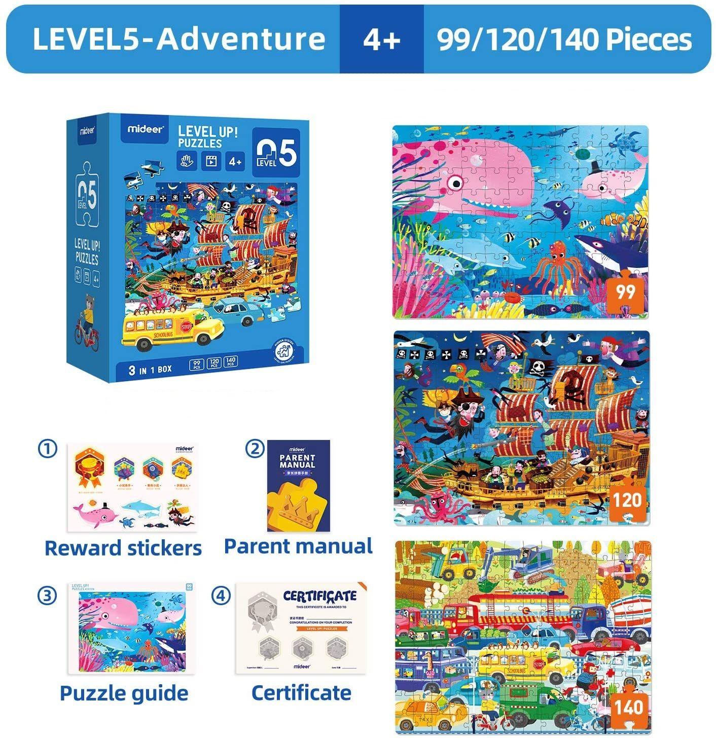 Level Up Puzzles Nivel 5 Tour De Aventuras, 3 Puzzles MiDeer-2