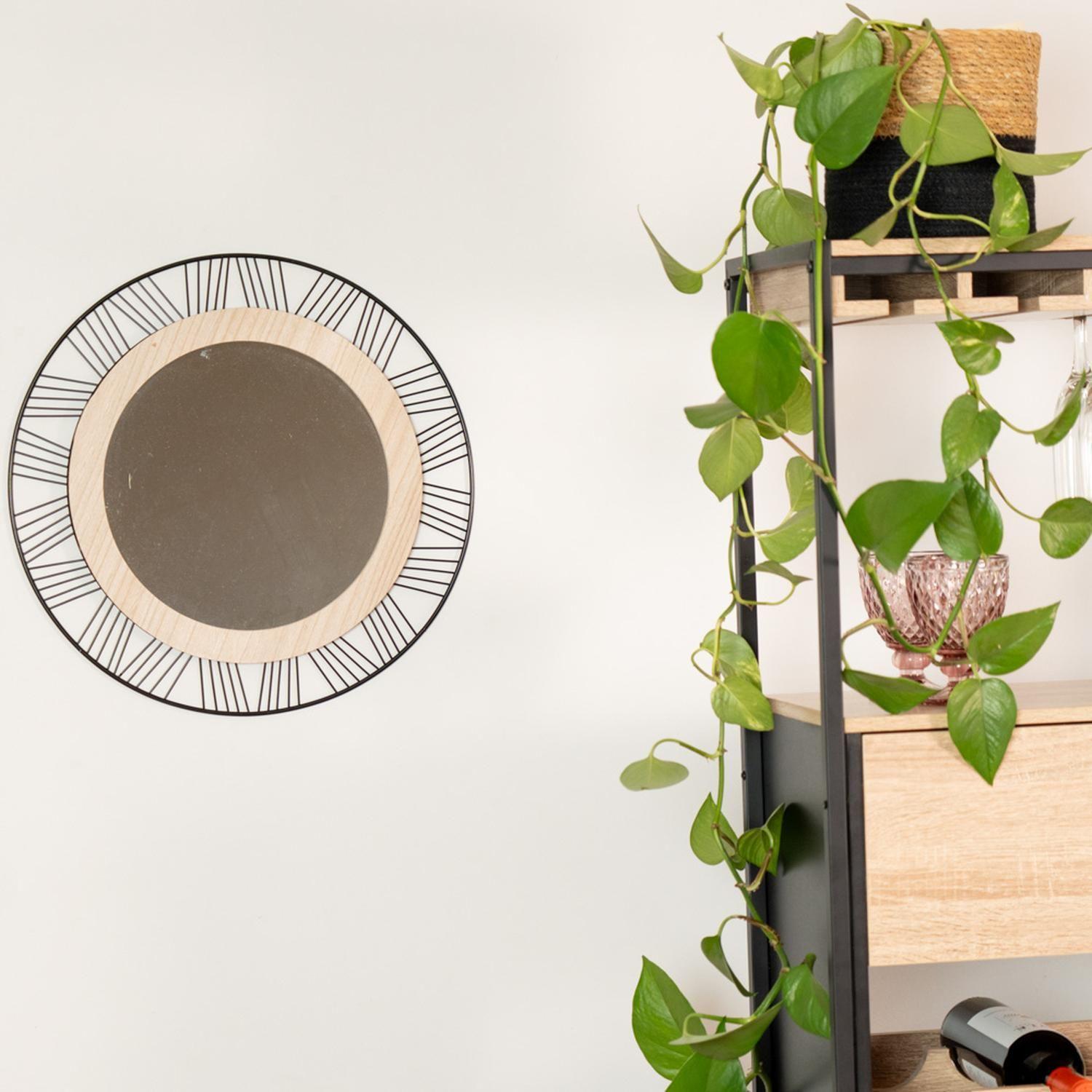Espejo Joe Diametro 45 Cm Metal y MDF Atmosphera-3