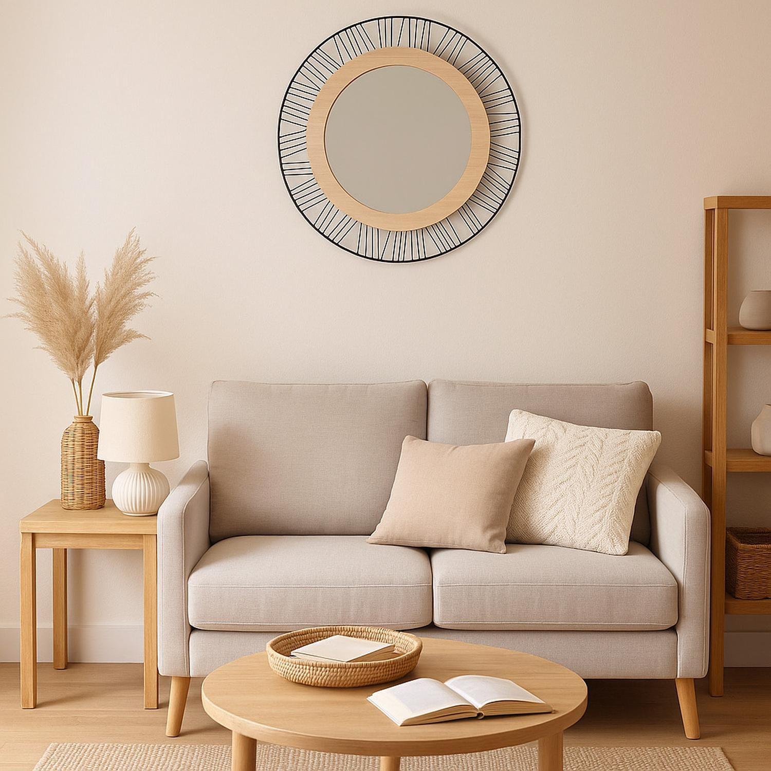 Espejo de Muro Redondo Joe Decorativo Metal y MDF Atmosphera-2