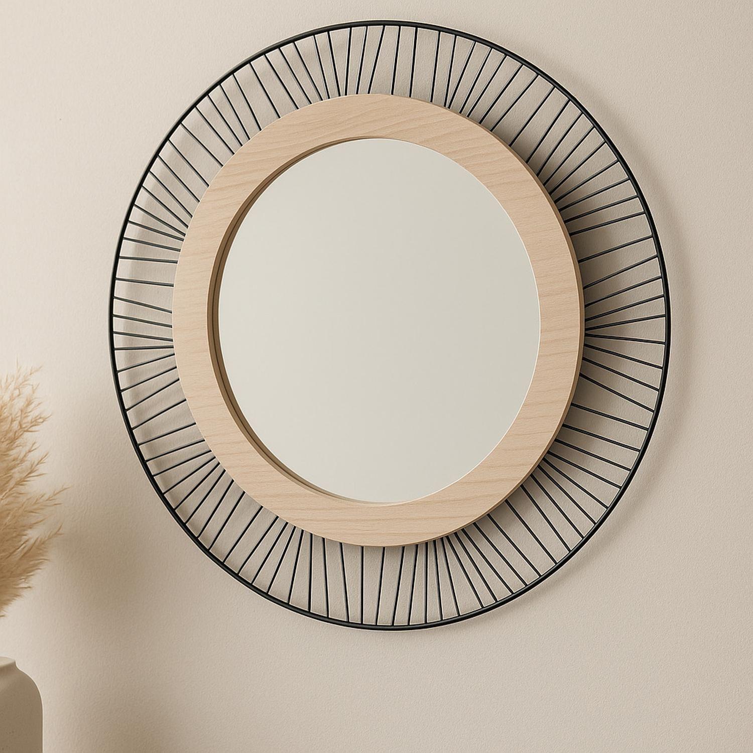 Espejo de Muro Redondo Joe Decorativo Metal y MDF Atmosphera-3