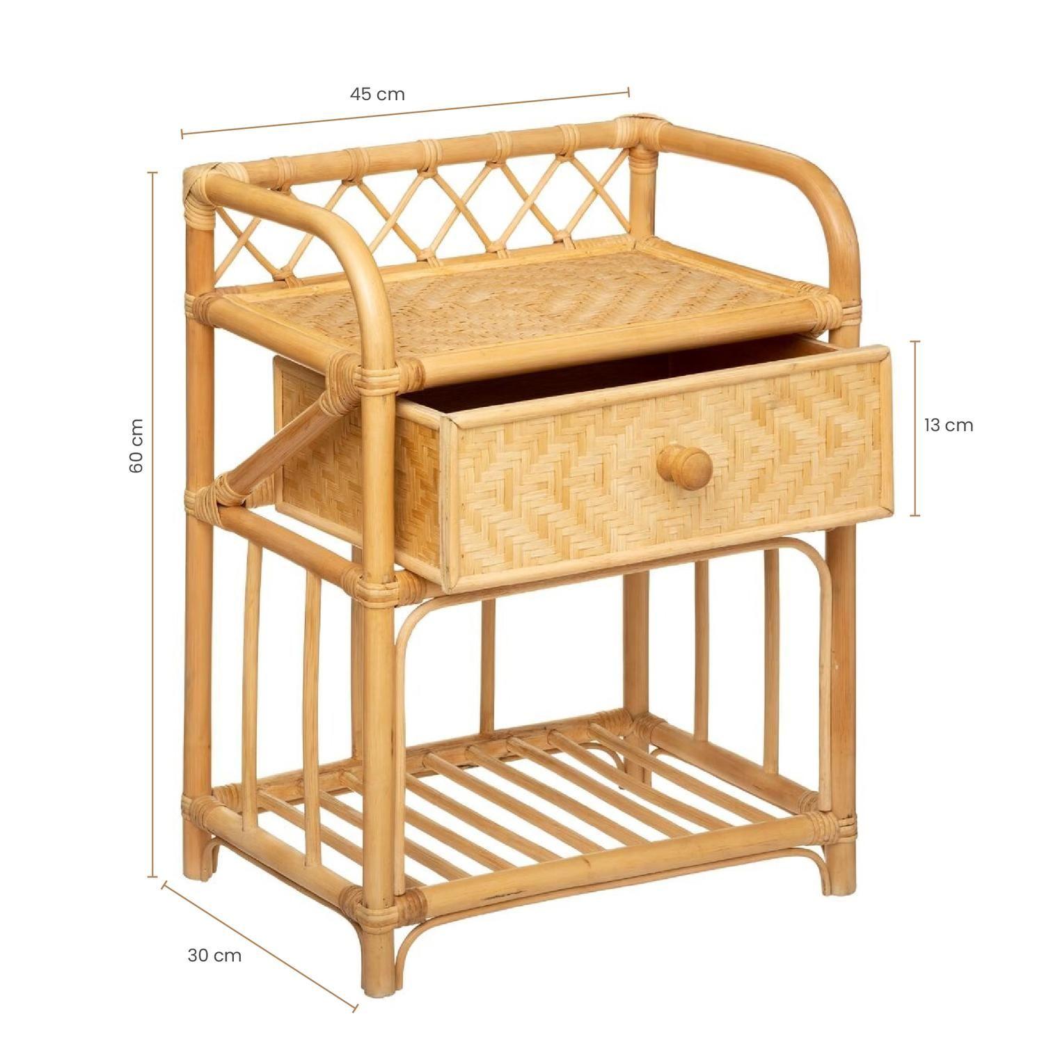 Velador Con Cajón Bambú Ratán 45x30x60 cm Atmosphera-5