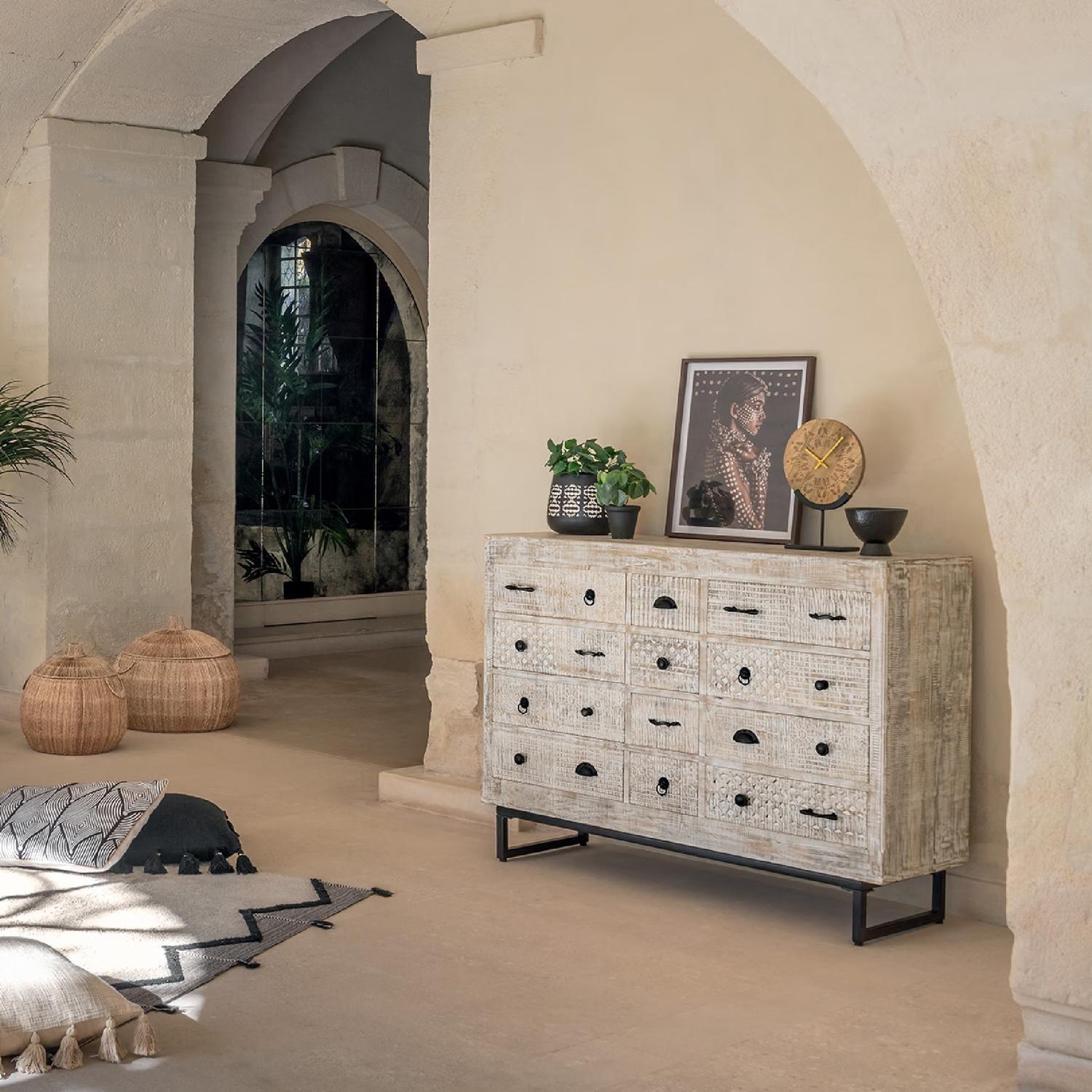 Cómoda 12 Cajones Madera tallada 127x40x94,5 cm Atmosphera-6