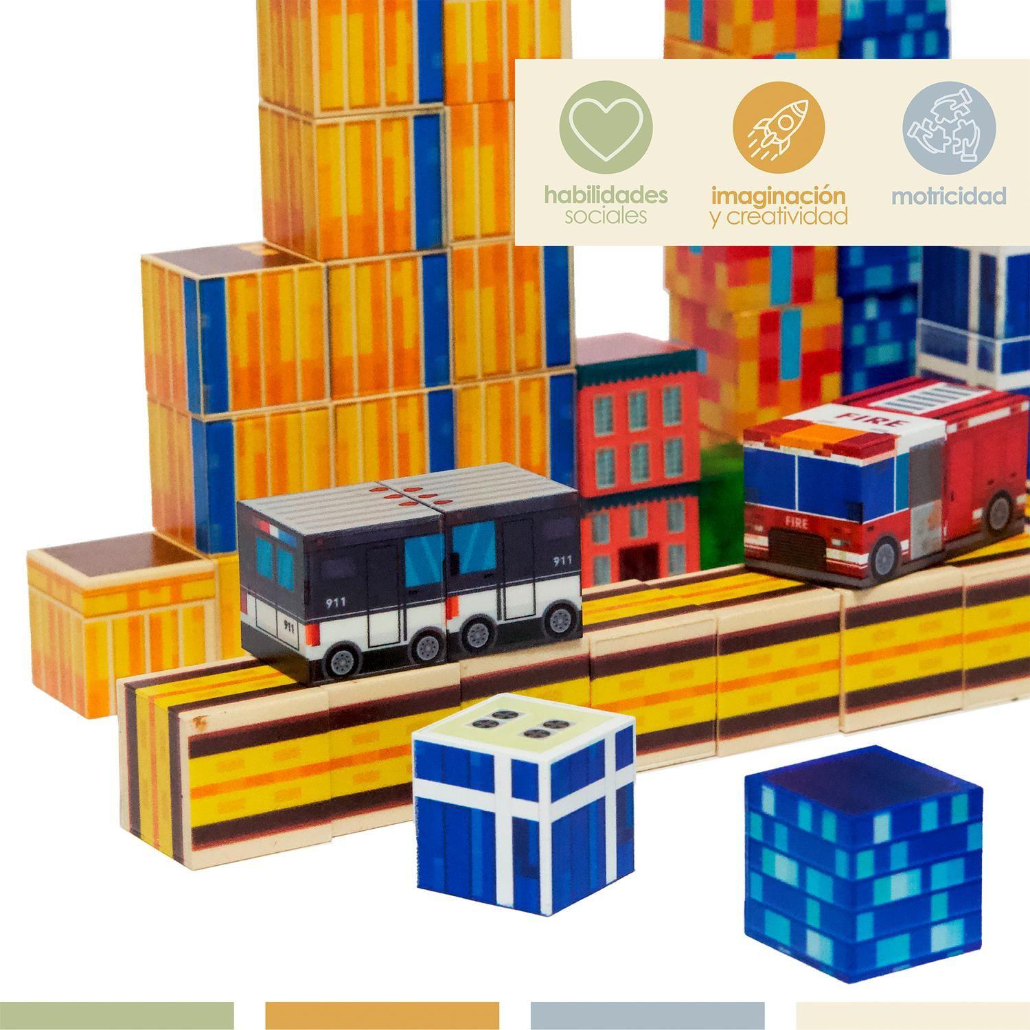 Juego Bloques Magnéticos 114pcs MineBlocks Ciudad Bandú-5